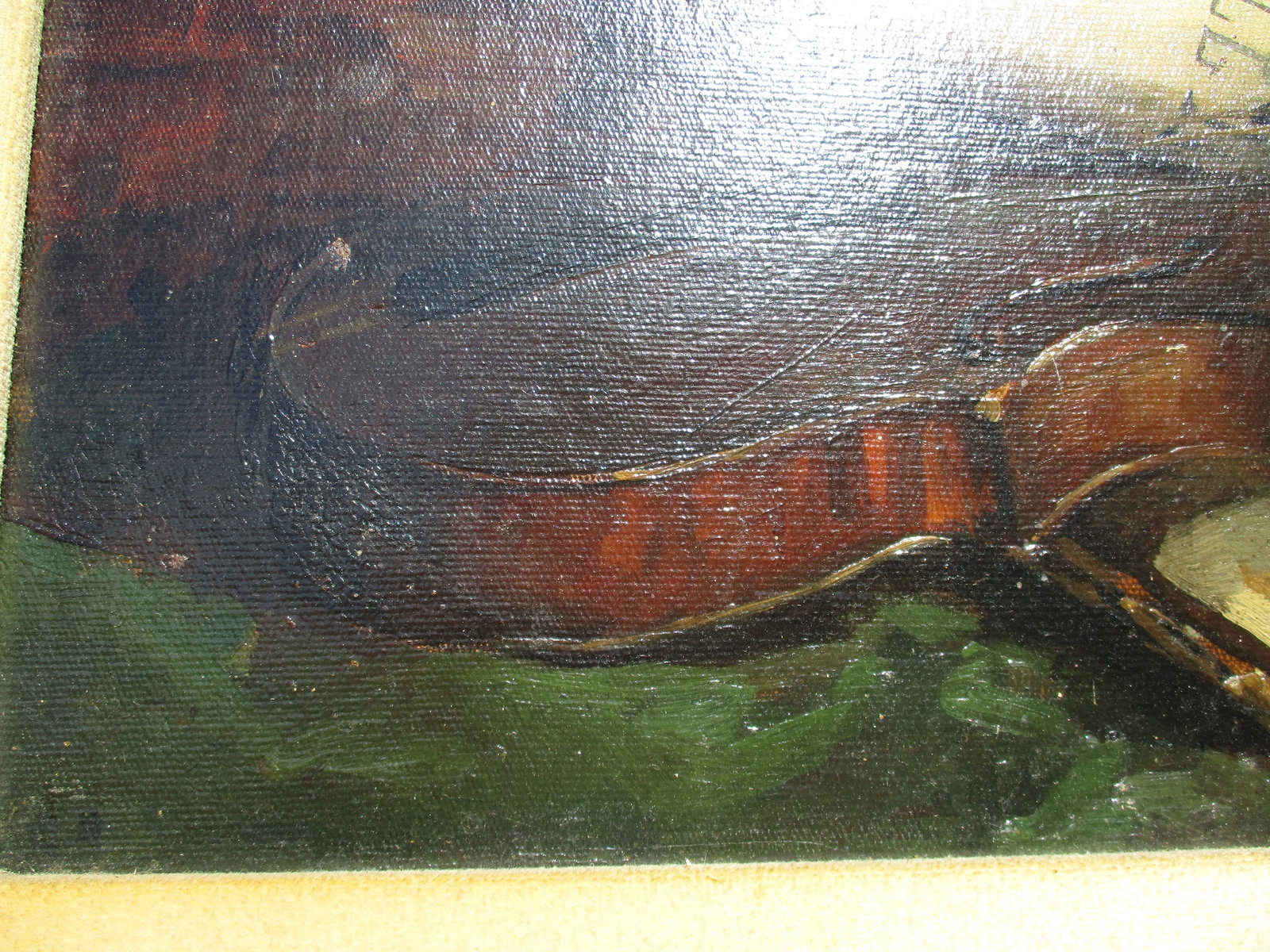 19th Century Antique Violin Still Life Framed Painting - 3