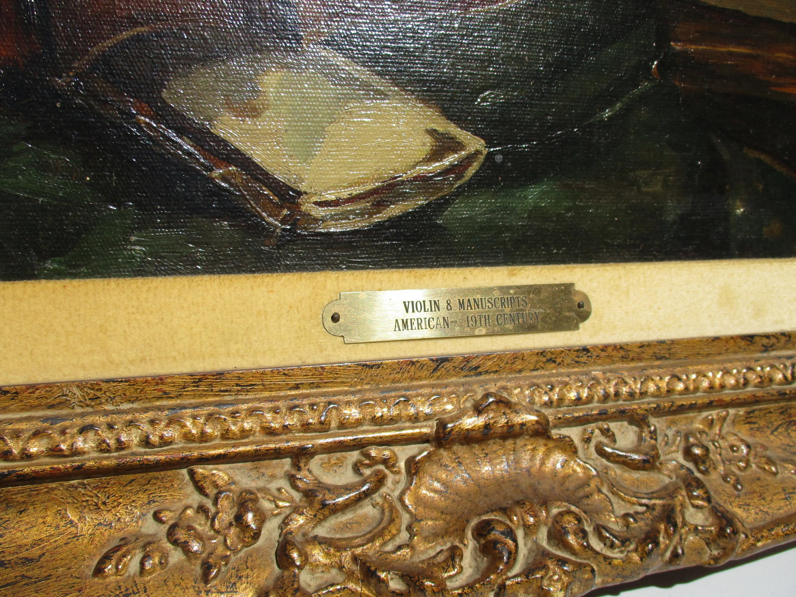 19th Century Antique Violin Still Life Framed Painting - 5