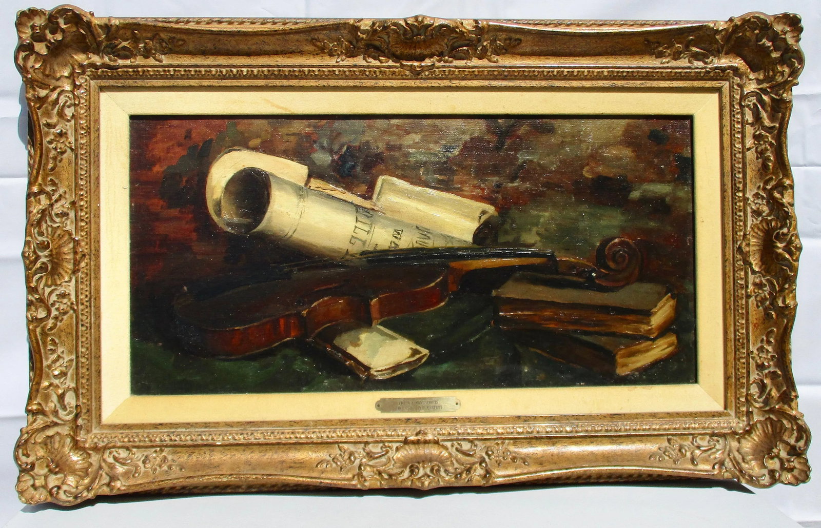 19th Century Antique Violin Still Life Framed Painting - 9