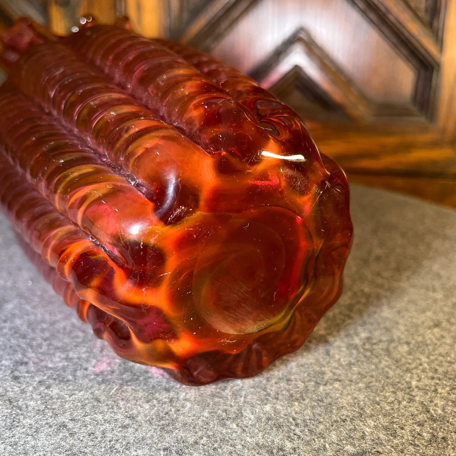 Late 20th Century Fenton Cranberry Ruffled Glass Vase - 8