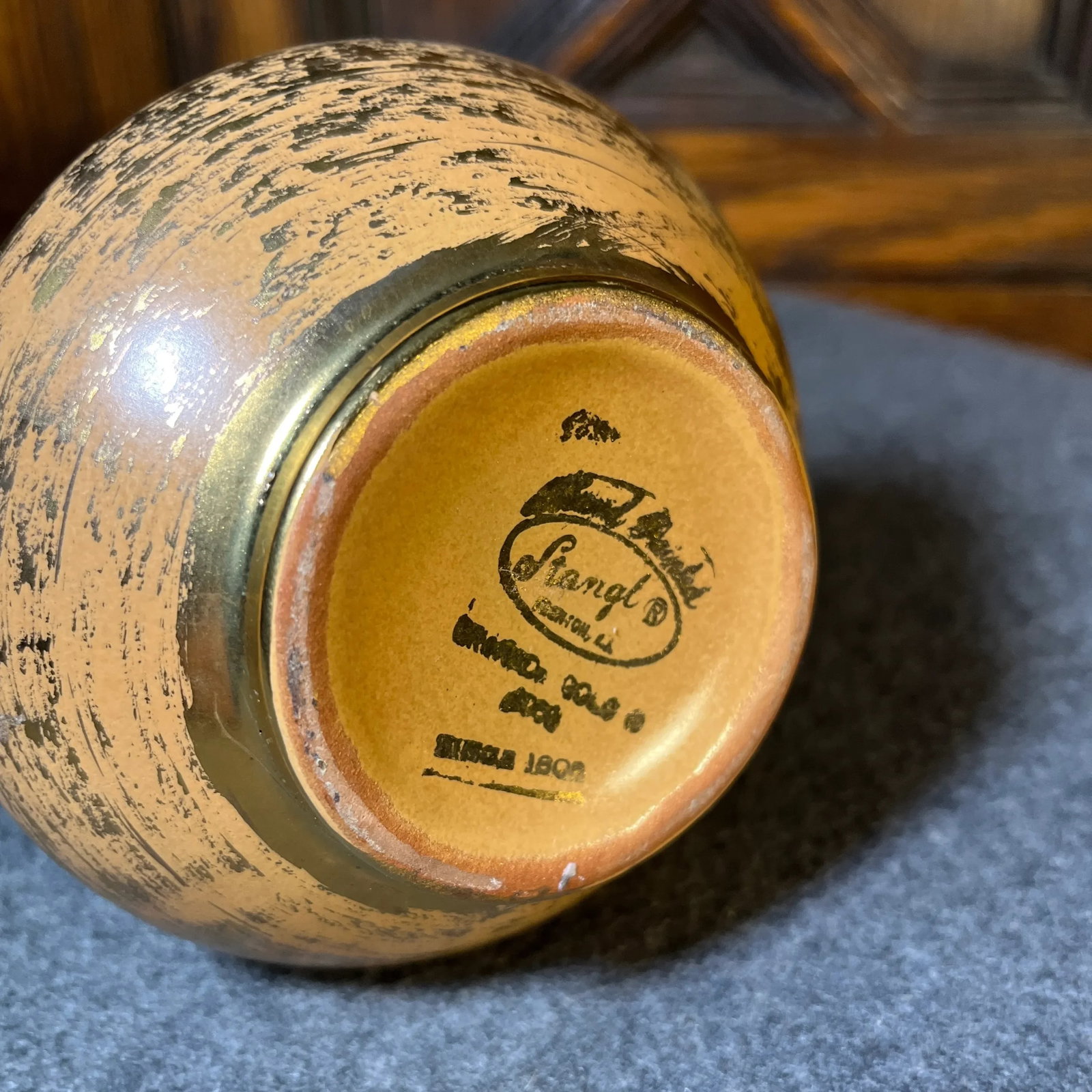 Vintage 22k Gold Stangl Hollywood Glam Vase - 9