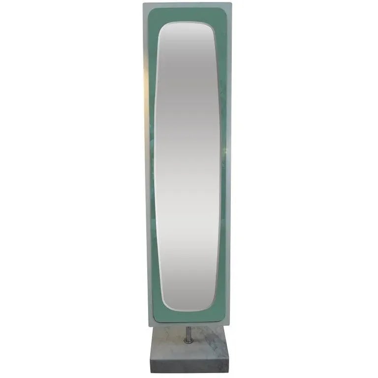 1970's Vintage Italian Fontana Arte Style Standing Mirror on Marble Base - 10