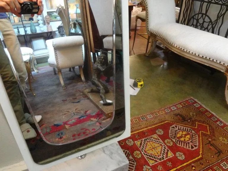 1970's Vintage Italian Fontana Arte Style Standing Mirror on Marble Base - 3