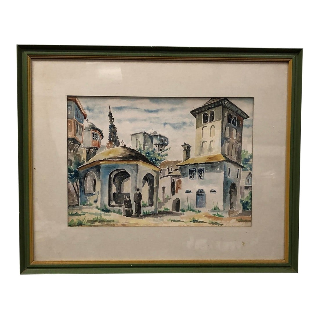 City of Arches and Shadows - Early 20th Century Antique Ottoman Original Watercolor Painting – (1 of 4)