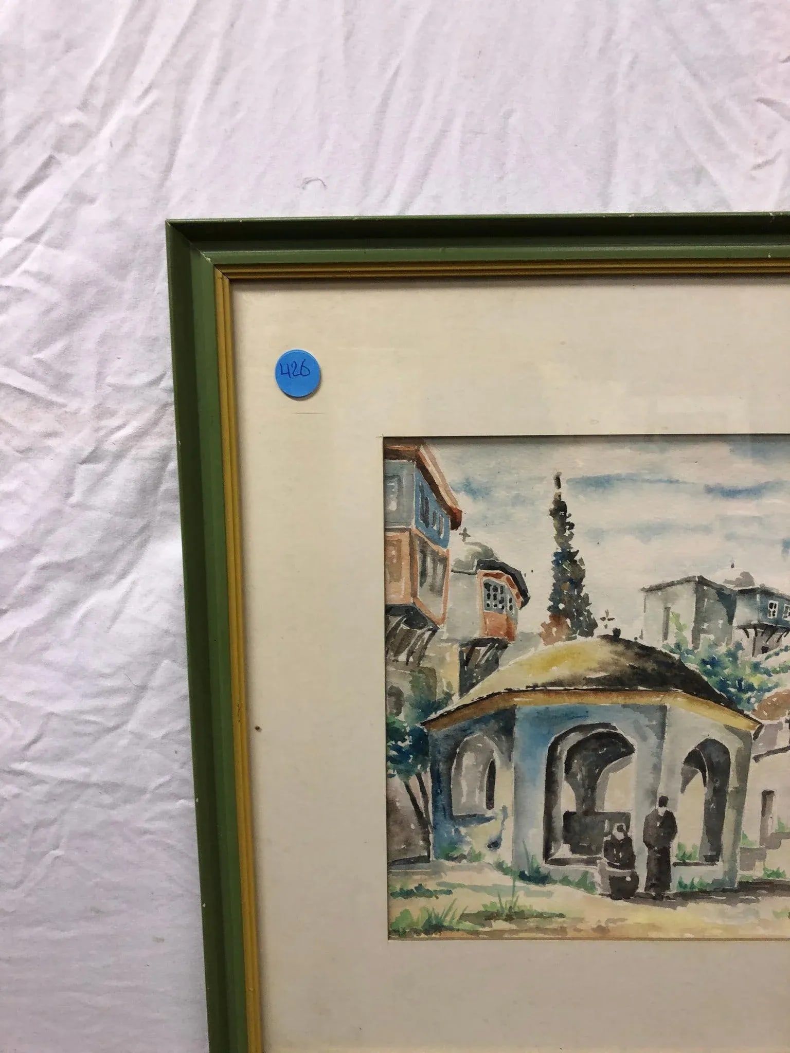 City of Arches and Shadows - Early 20th Century Antique Ottoman Original Watercolor Painting – - 4