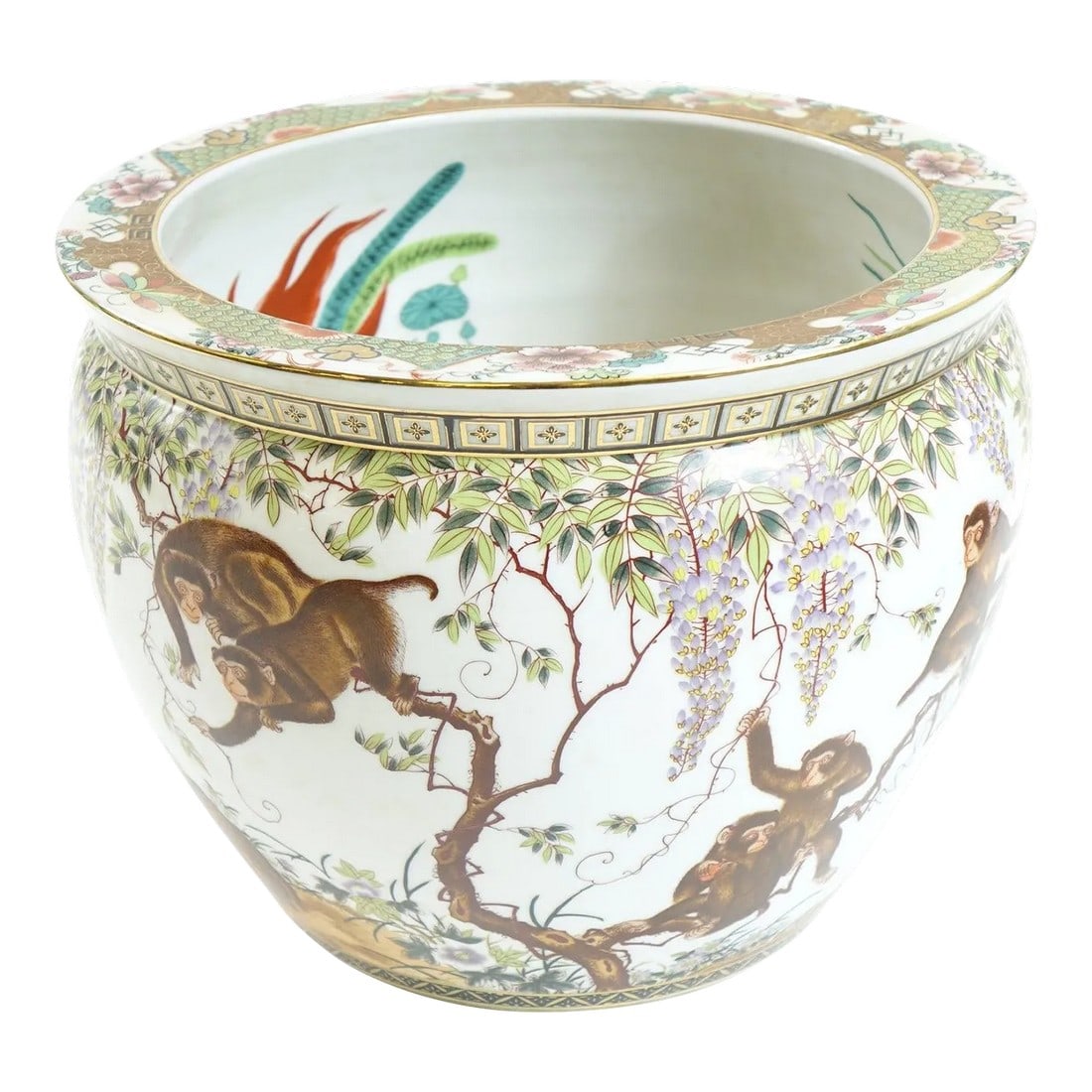 Early 20th Century Chinese Porcelain Cachepot: This Early 20th Century Chinese Porcelain Cachepot is an exquisite example of traditional Chinese artistry, featuring intricate hand-painted designs that showcase both craftsmanship and cultural