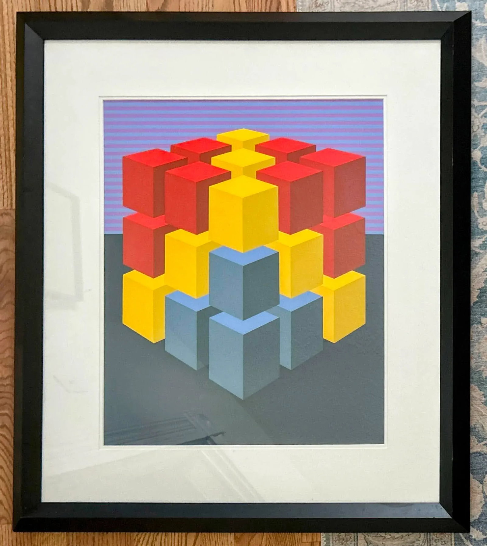 1970s Original "Multicube I V" Op Art Silkscreen Print by Marko Spalatin, Ed. 33/60 Framed - 10
