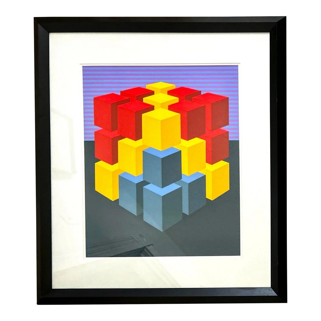 1970s Original "Multicube I V" Op Art Silkscreen Print by Marko Spalatin, Ed. 33/60 Framed (1 of 10)