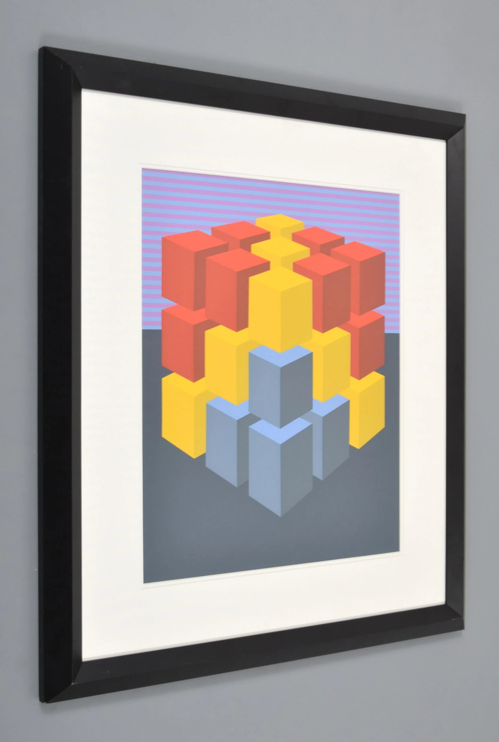 1970s Original "Multicube I V" Op Art Silkscreen Print by Marko Spalatin, Ed. 33/60 Framed - 2