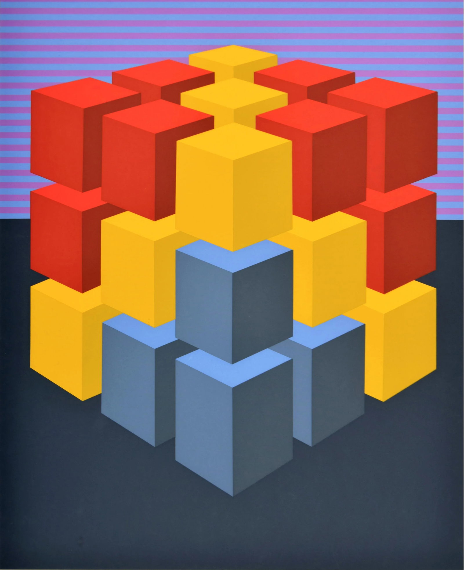 1970s Original "Multicube I V" Op Art Silkscreen Print by Marko Spalatin, Ed. 33/60 Framed - 3