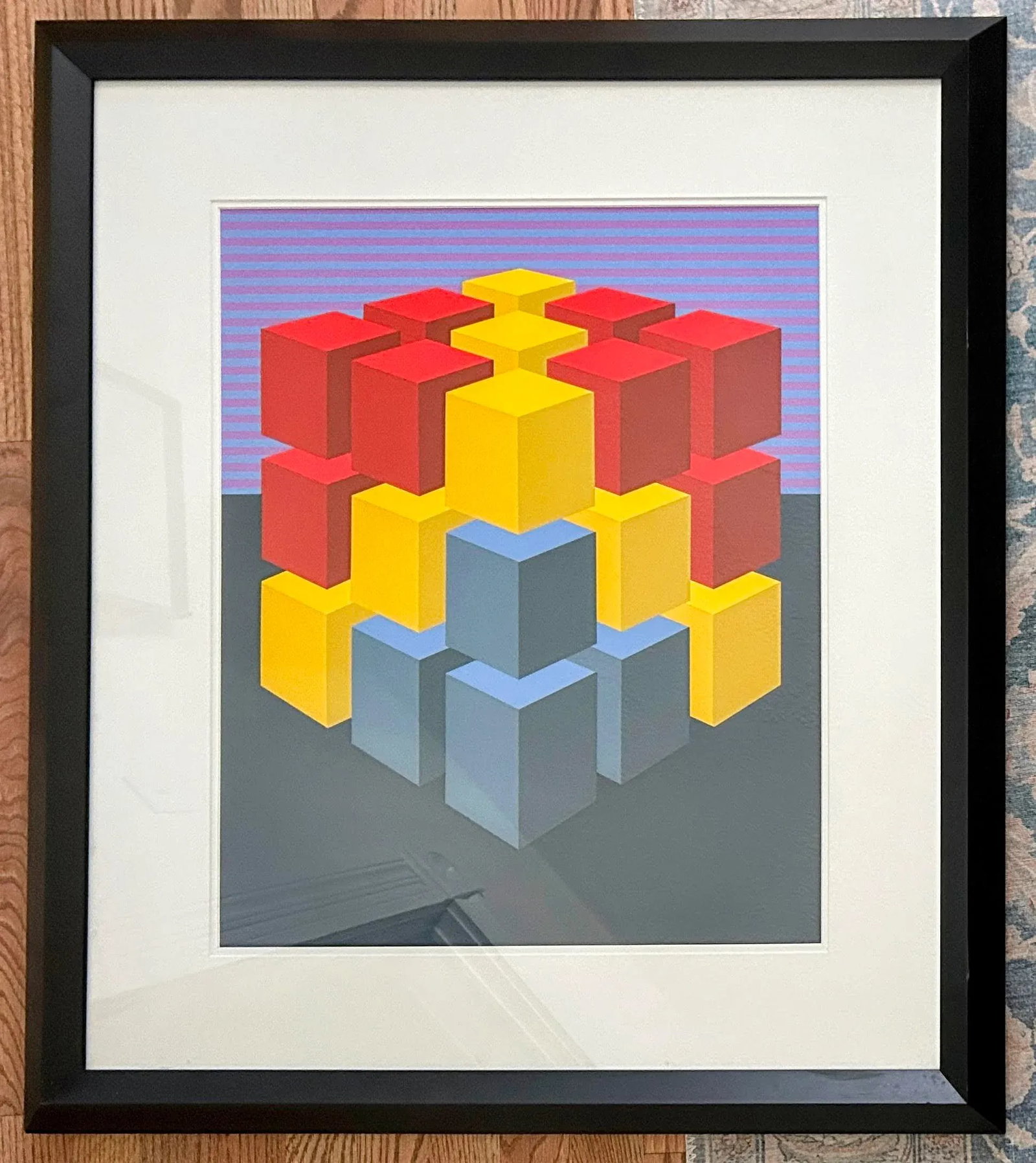 1970s Original "Multicube I V" Op Art Silkscreen Print by Marko Spalatin, Ed. 33/60 Framed - 6