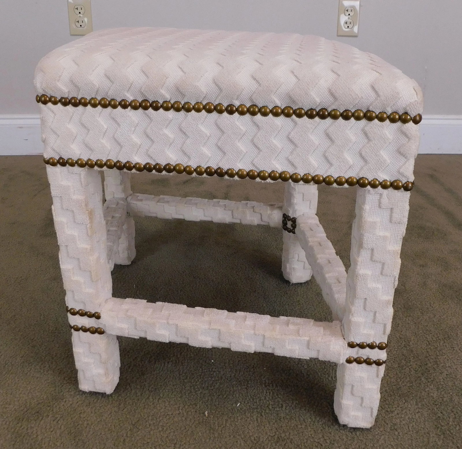 Mid Century Modern Custom Upholstered Diamond Shaped Stool or Ottoman - 10