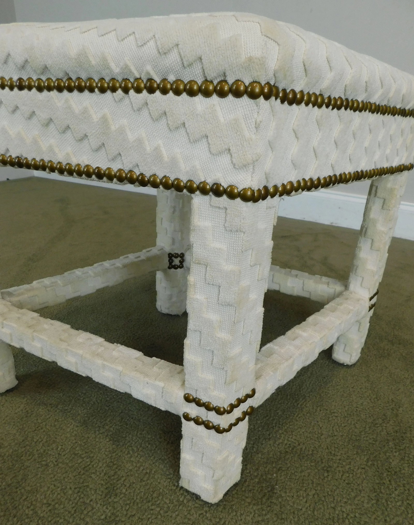 Mid Century Modern Custom Upholstered Diamond Shaped Stool or Ottoman - 12