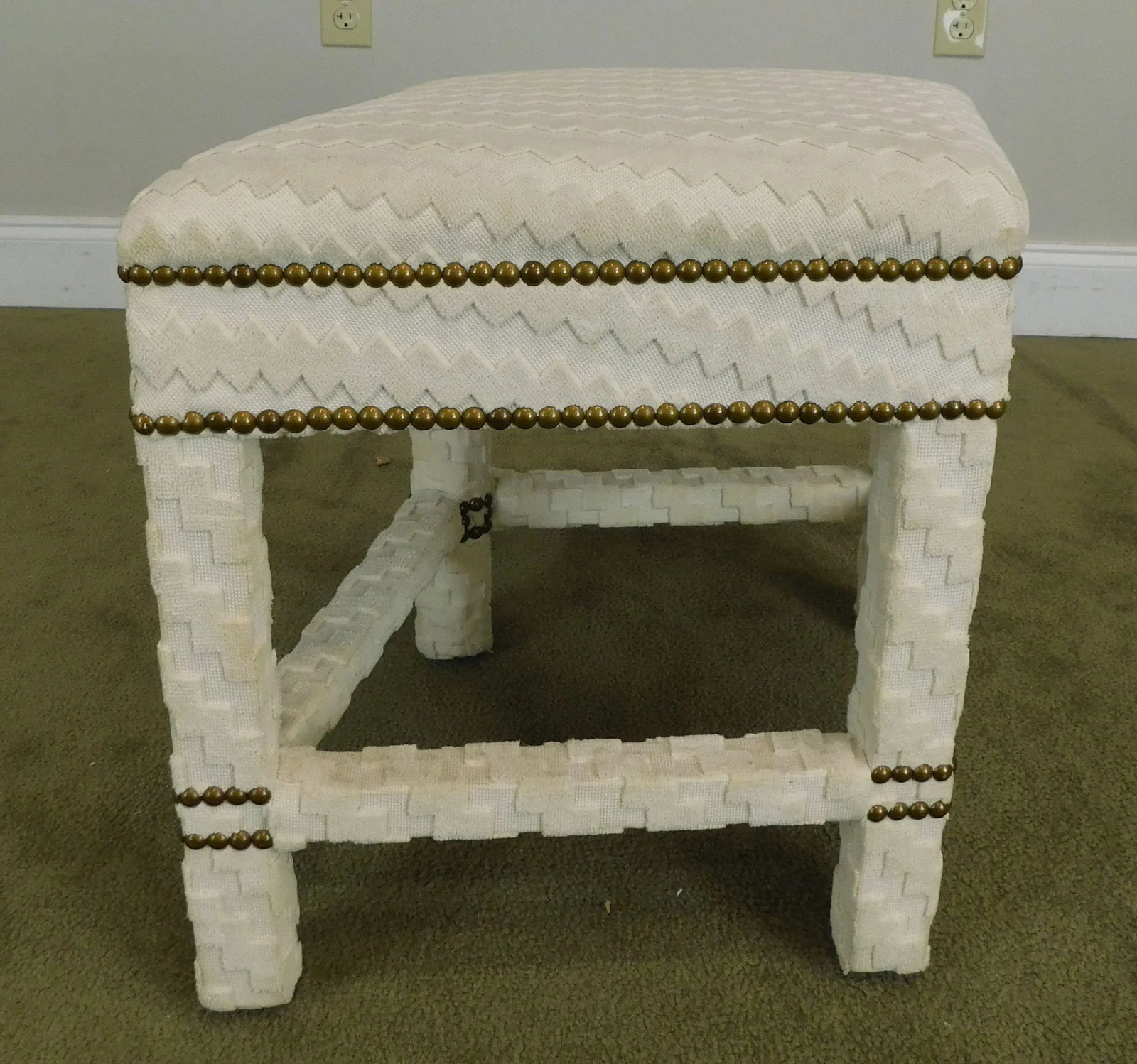 Mid Century Modern Custom Upholstered Diamond Shaped Stool or Ottoman - 4