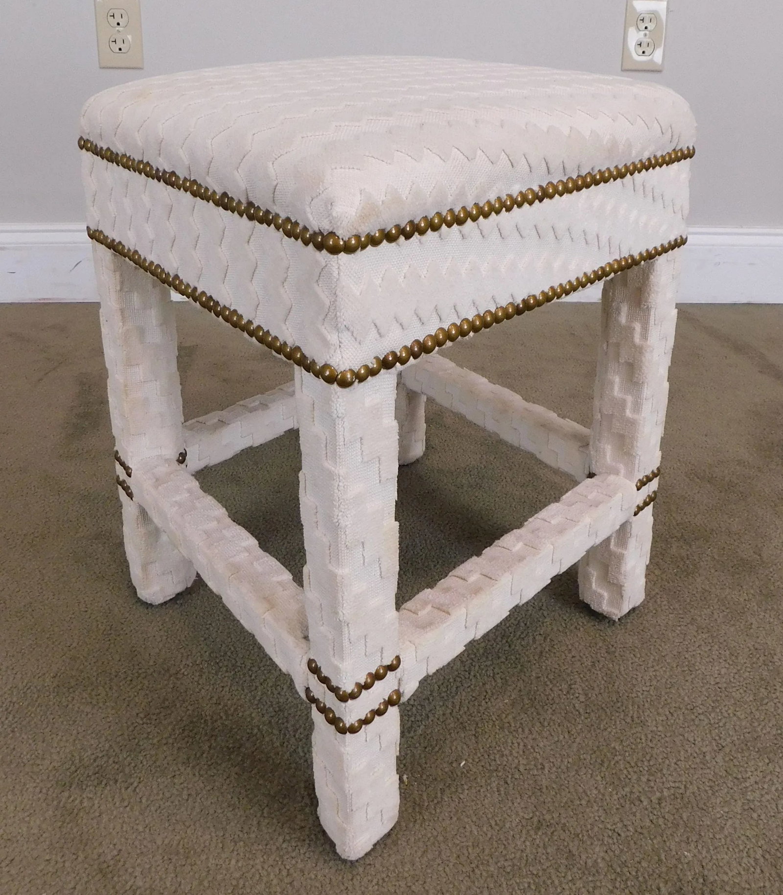 Mid Century Modern Custom Upholstered Diamond Shaped Stool or Ottoman - 5