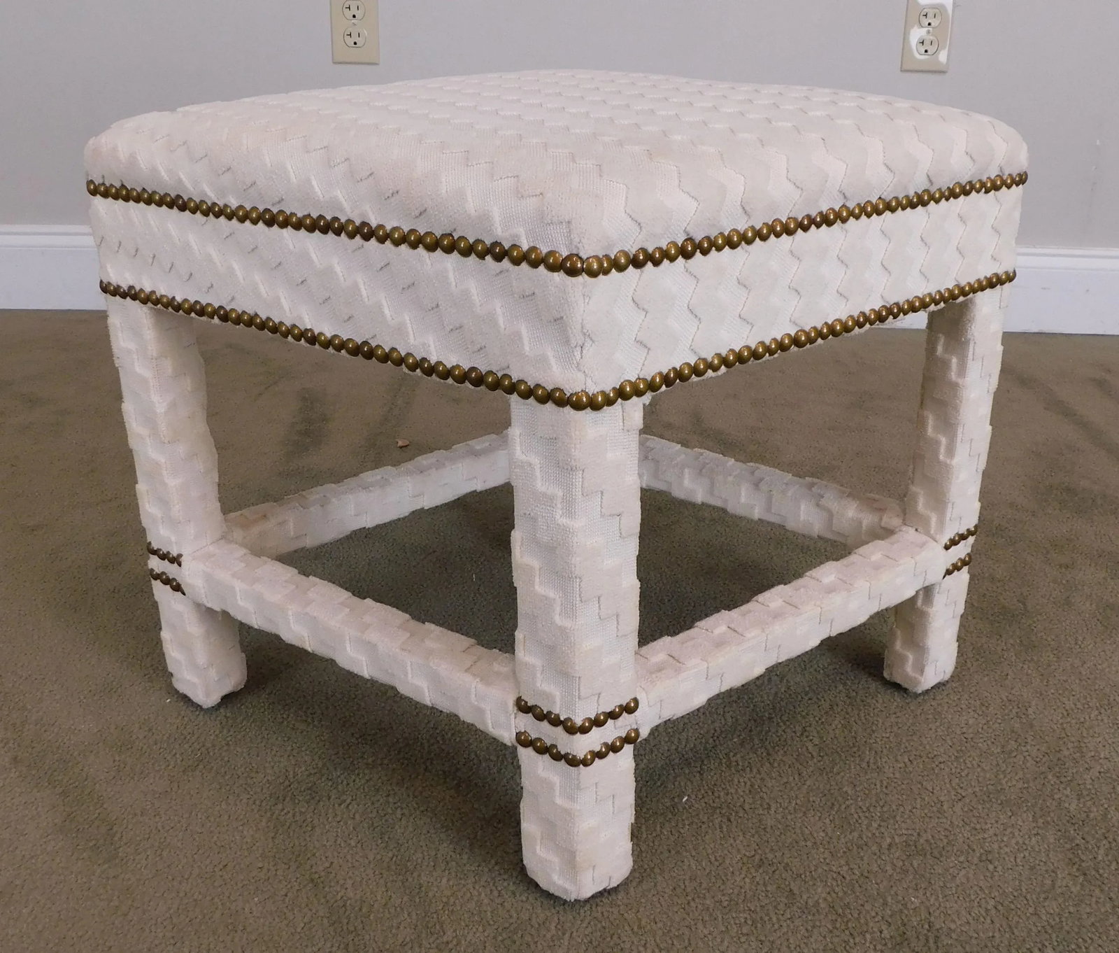 Mid Century Modern Custom Upholstered Diamond Shaped Stool or Ottoman - 7