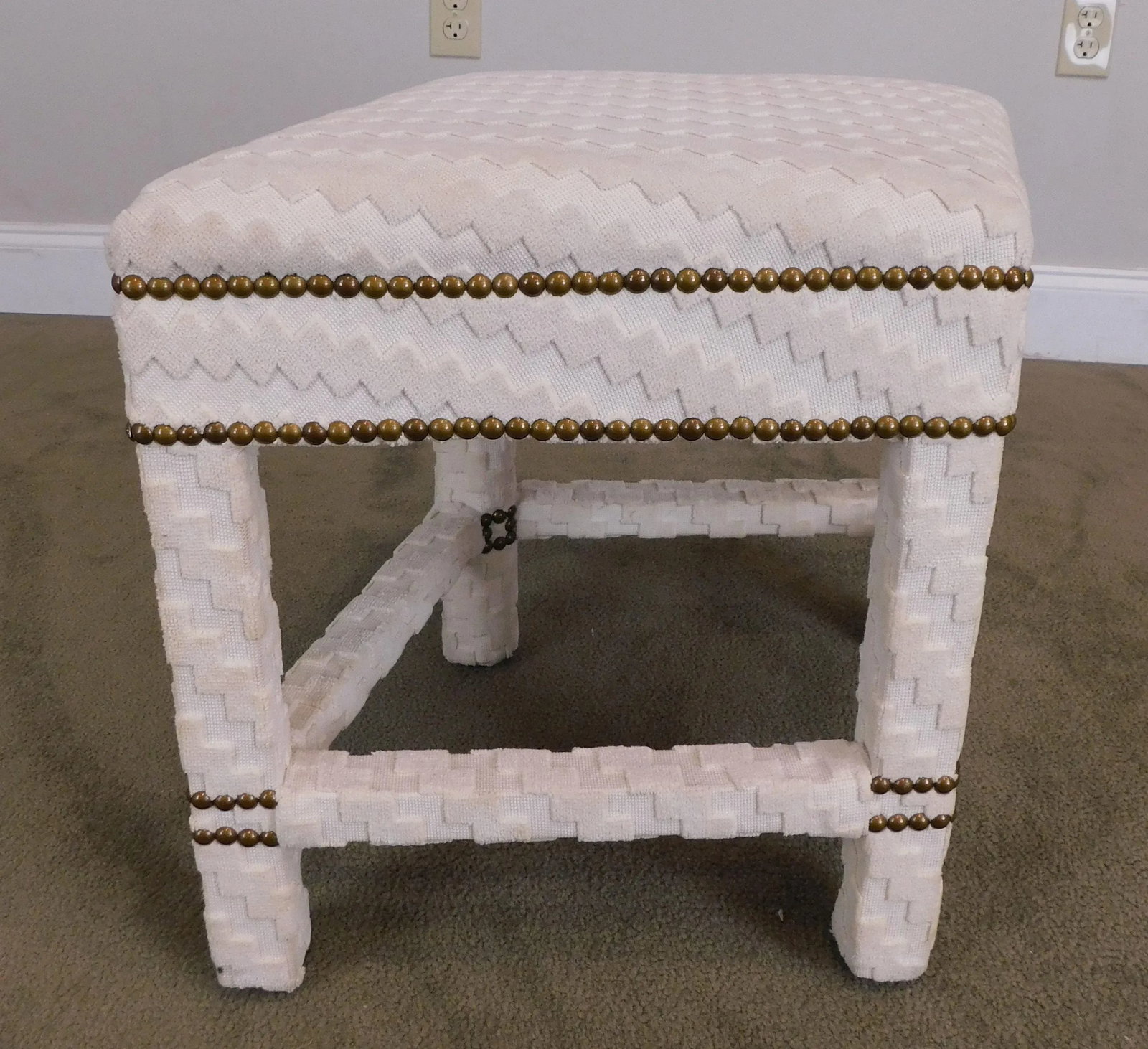 Mid Century Modern Custom Upholstered Diamond Shaped Stool or Ottoman - 8