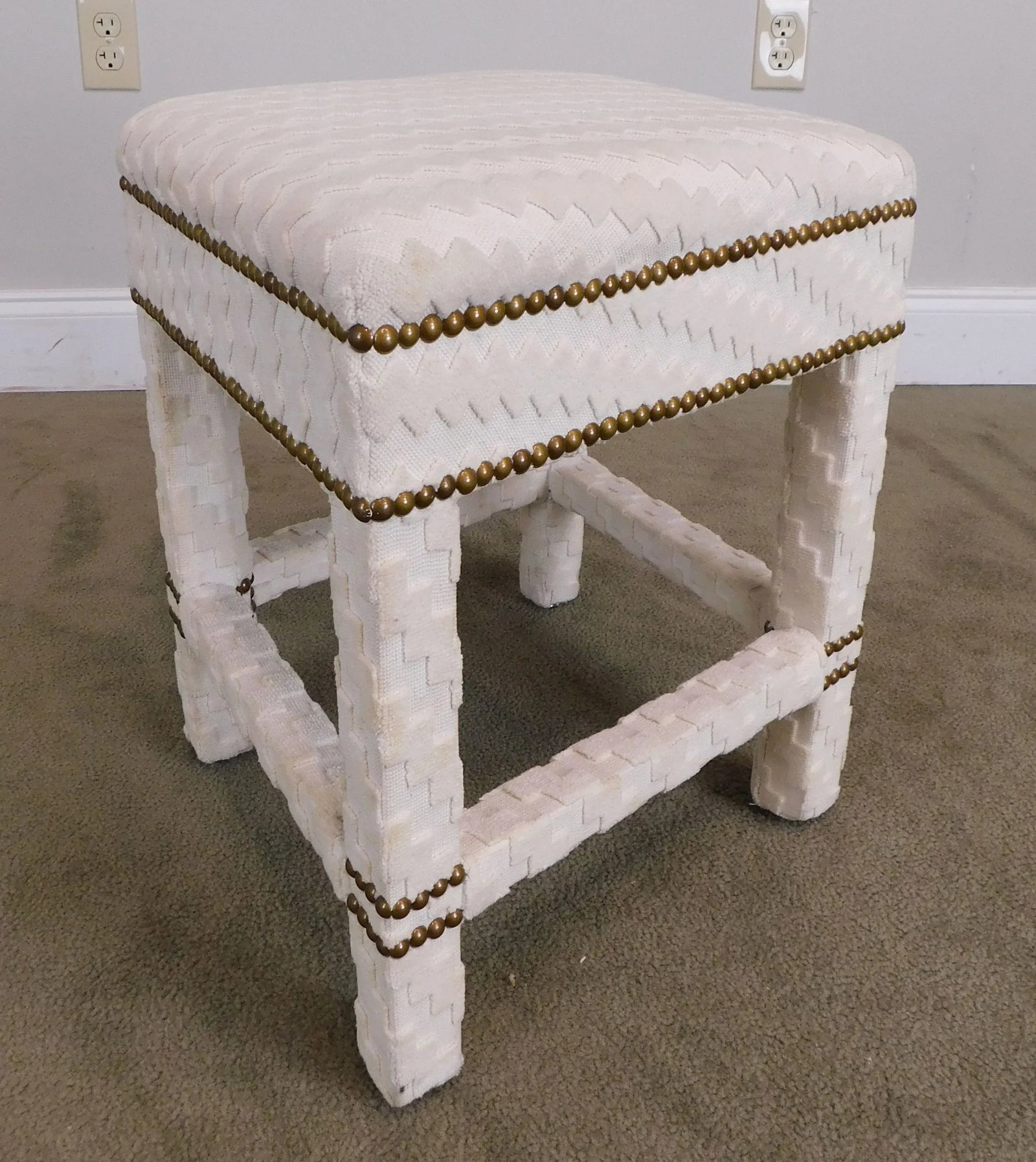 Mid Century Modern Custom Upholstered Diamond Shaped Stool or Ottoman - 9
