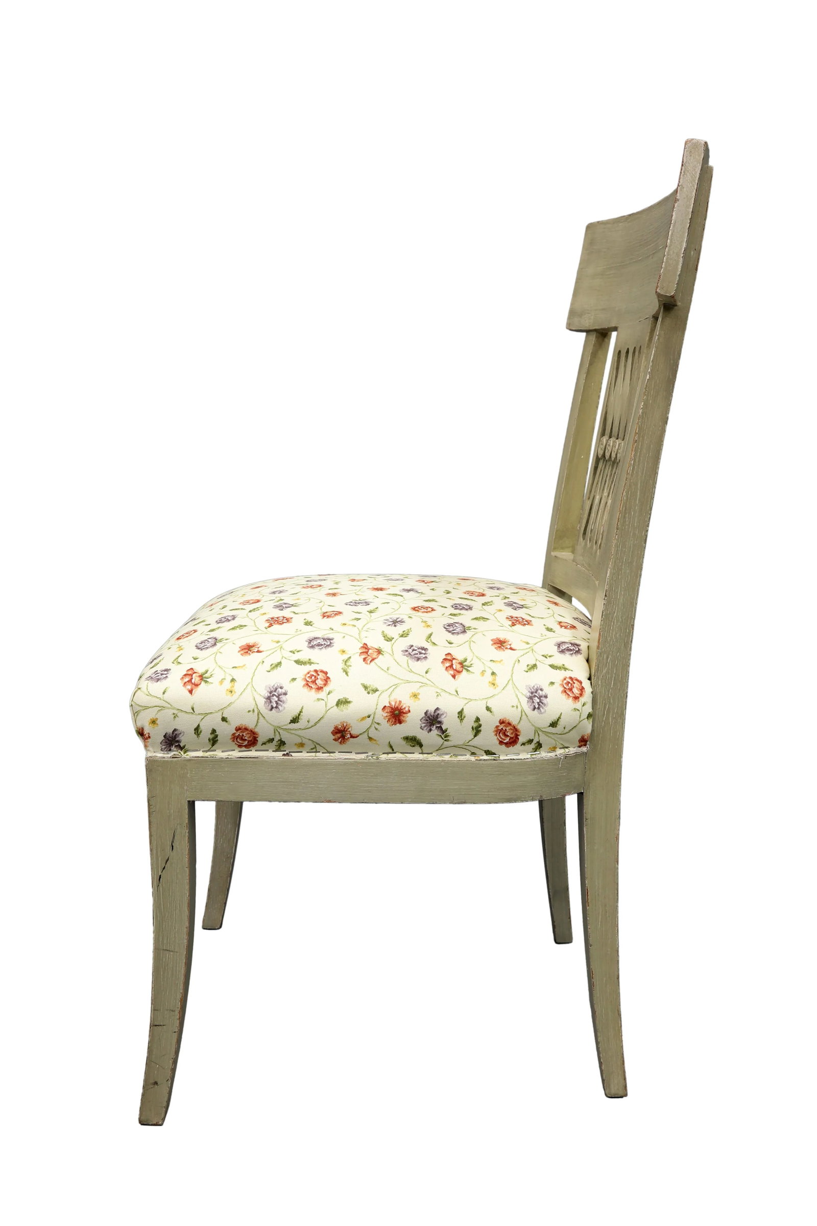 Vintage Mid Century Crisscross Back Floral Print Chair - 3