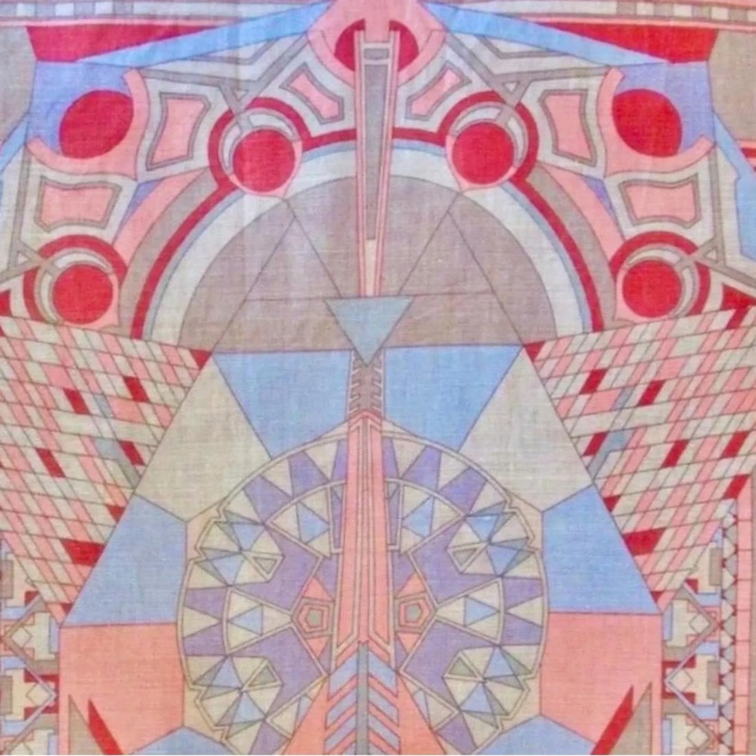 1950s Frank Lloyd Wright for Schumacher Imperial Tokyo Textile- 3 Yards: Frank Lloyd Wright for Schumacher Imperial Tokyo Textile, 3 yards, 1950's USA. 3 continuous yards Condition: Alterations: Original Condition Unaltered Imperfections: Some Imperfections Condition