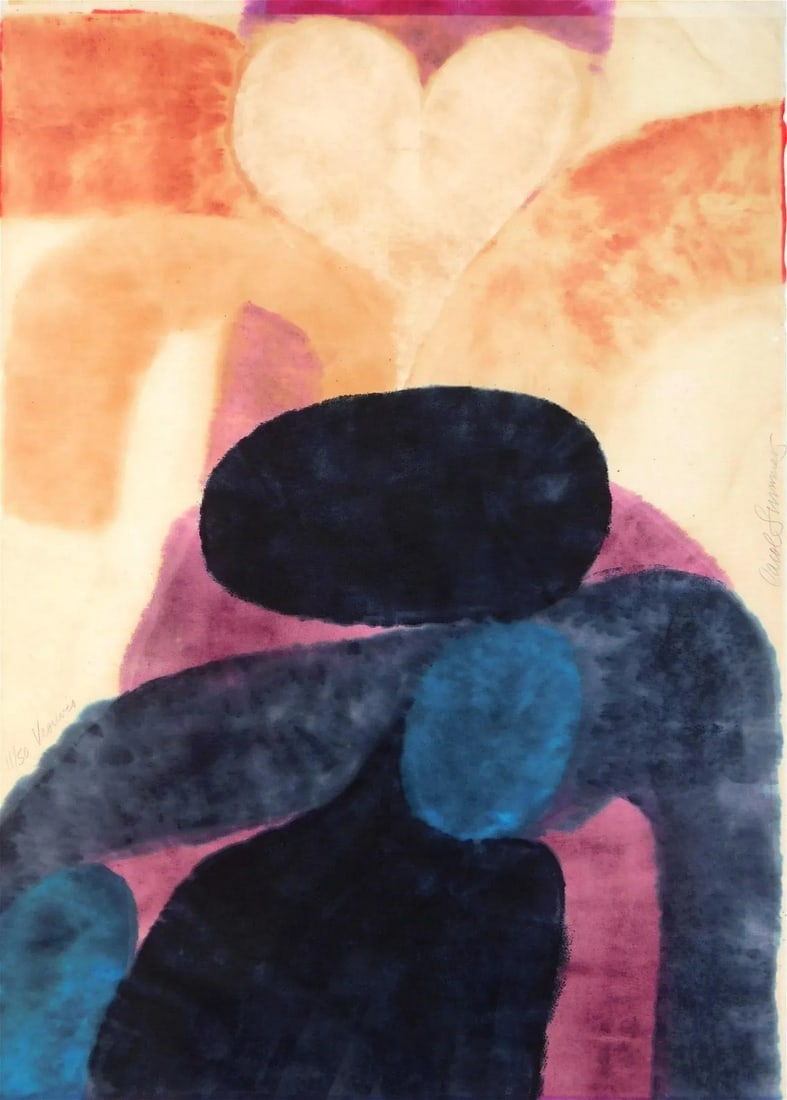1960s Original Signed Carol Summers "Vesuvio" Woodcut Print (1 of 5)