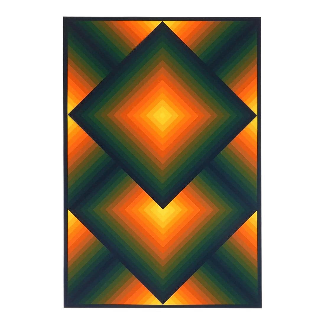 1980s Original Signed Jurgen Peters "Top Square" Silkscreen Print: Original Signed "Top Square" Silkscreen by Jurgen Peters. Silkscreen in color, 1980, signed and annotated A.P. in pencil. Note: Includes original orange framed mat, or can be removed prior to