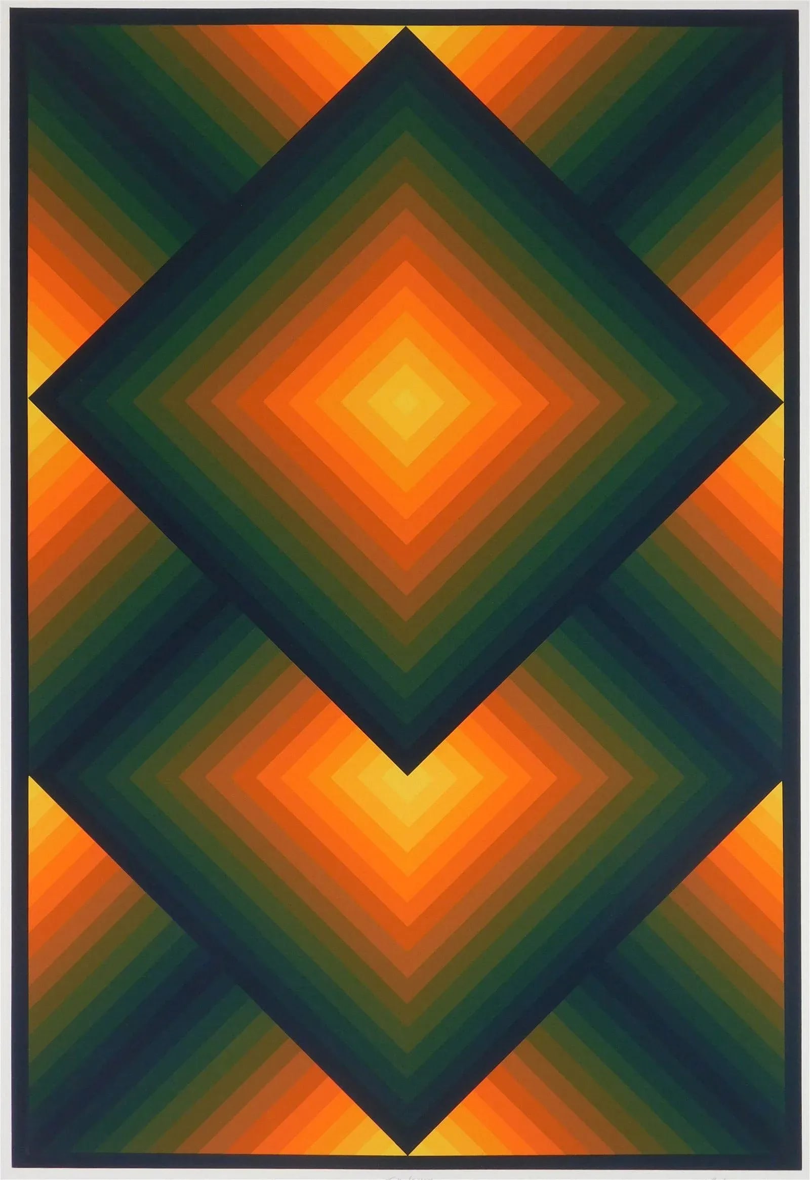1980s Original Signed Jurgen Peters "Top Square" Silkscreen Print - 2