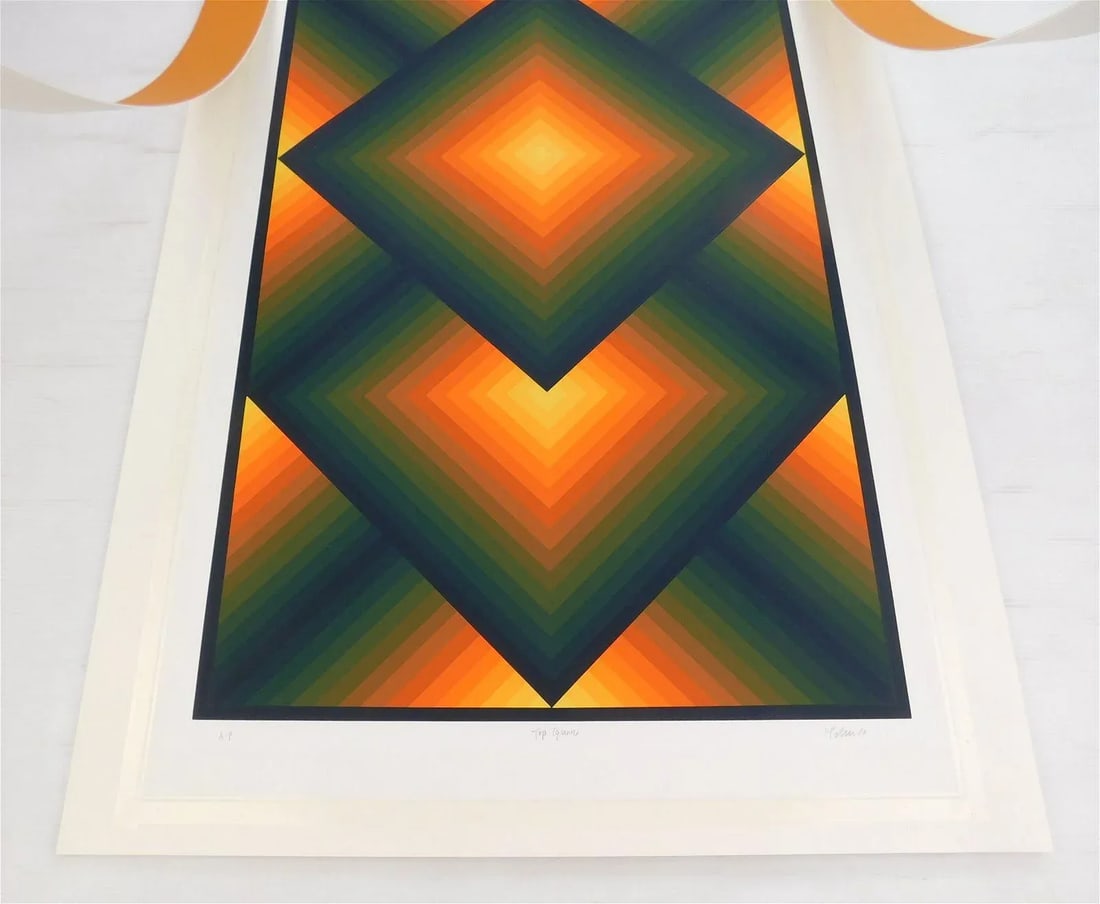 1980s Original Signed Jurgen Peters "Top Square" Silkscreen Print - 3