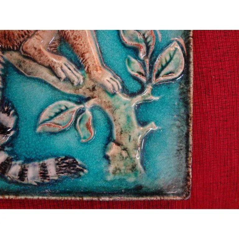 1920's Vintage Karlshrue Monkey Glazed Terracotta Tile - 5