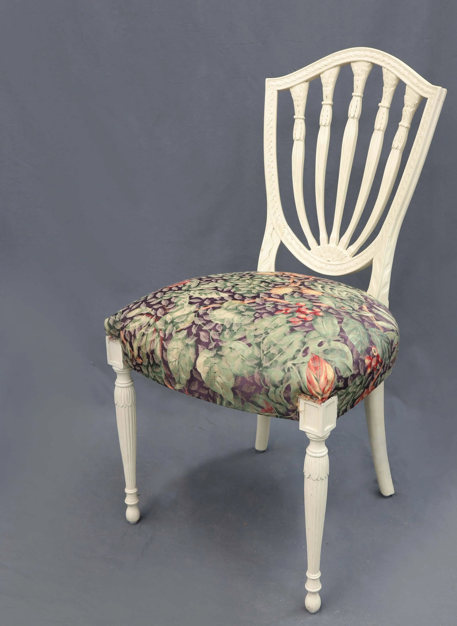 Vintage Green Leaf Seat and Palm Tree Back Chair - 3