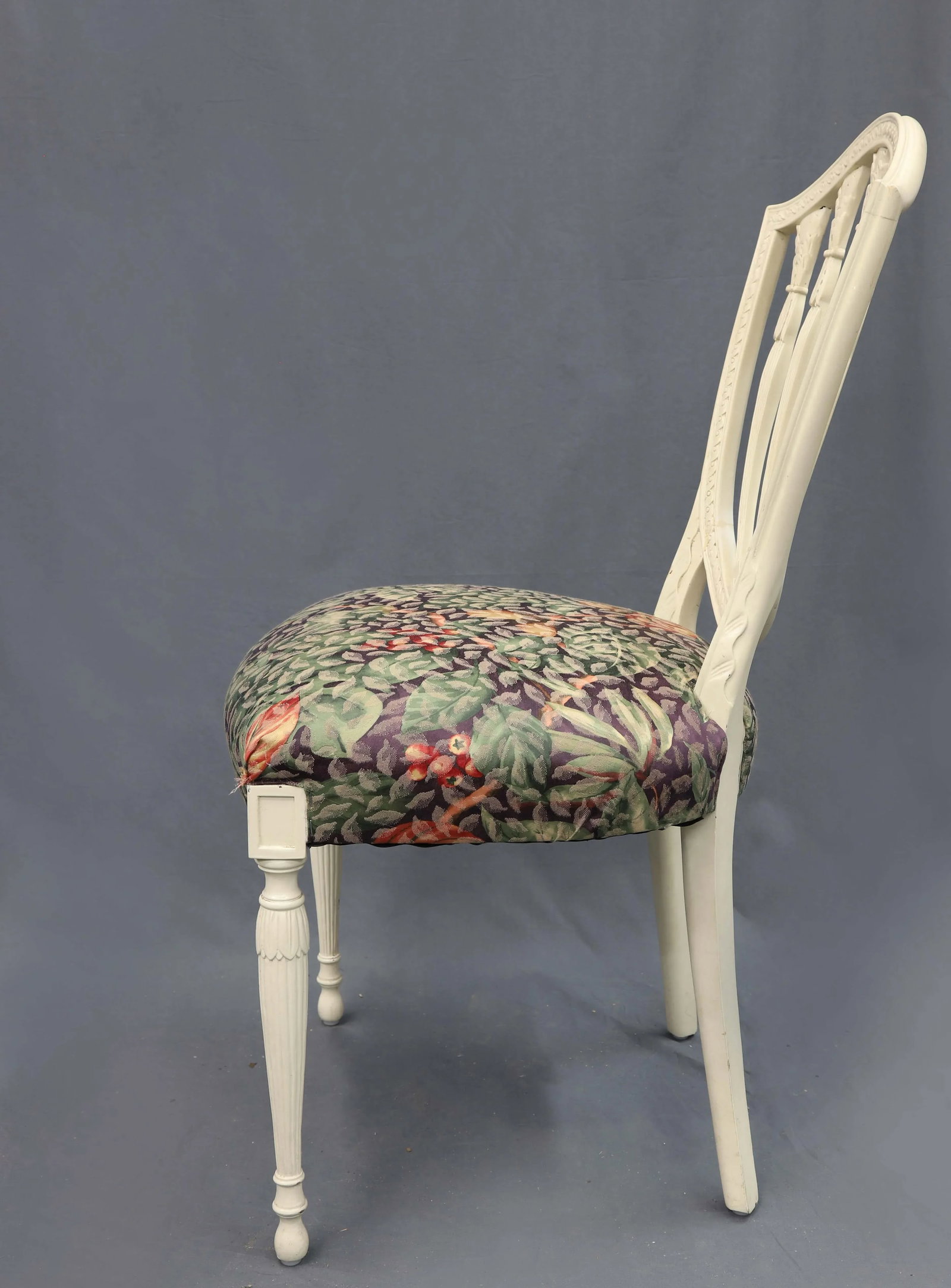 Vintage Green Leaf Seat and Palm Tree Back Chair - 4