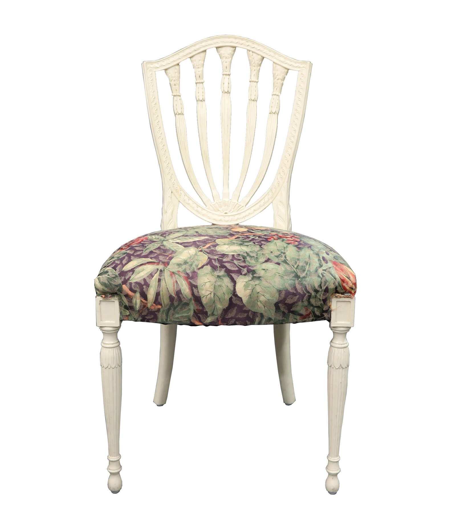 Vintage Green Leaf Seat and Palm Tree Back Chair - 6