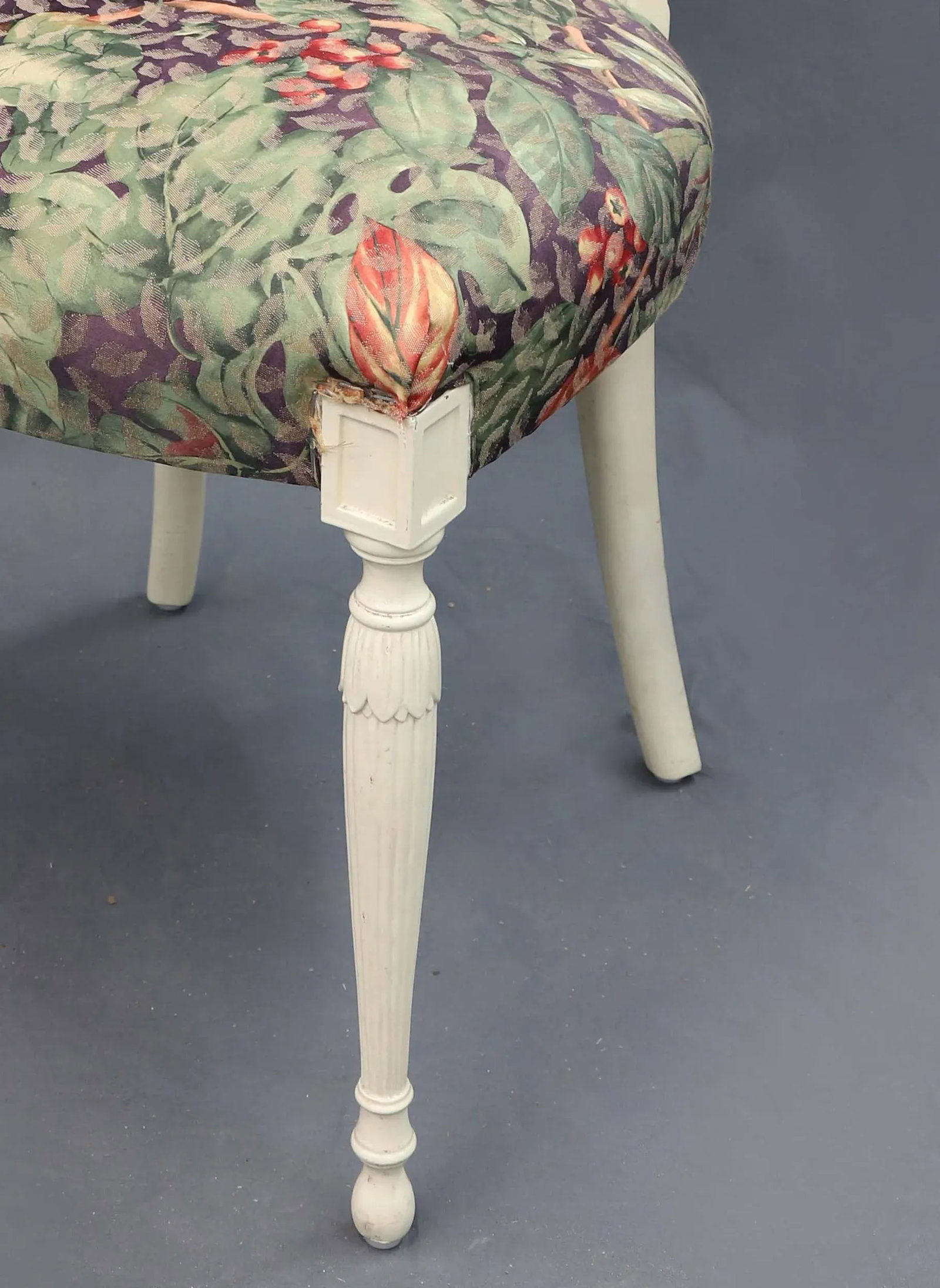 Vintage Green Leaf Seat and Palm Tree Back Chair - 7