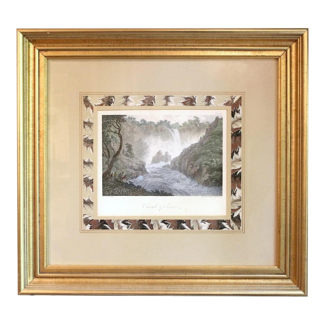 Late 18th Century English Engraving of the "Cascade of Terni": Late 18th century engraving of the "Cascade of Terni", English. Drawn by J. Smith & engraved by W. Byrne & B.T. Pouncy. John (Warwick) Smith, OWS; England; 1749-1831. His watercolors of falls were