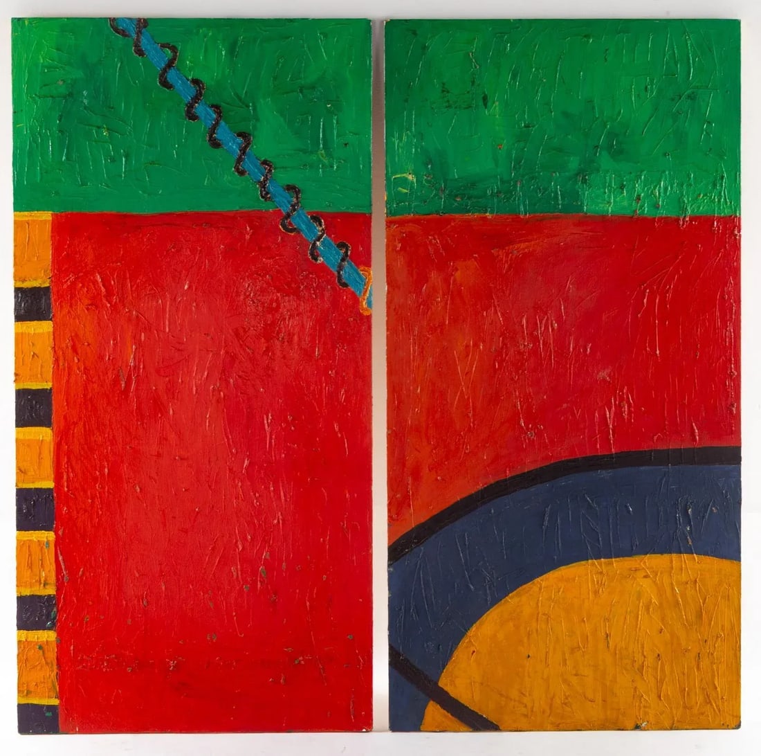 Late 20th Century Original Signed 48" Abstract Painting Diptych by Laura Wesley Ford - 2