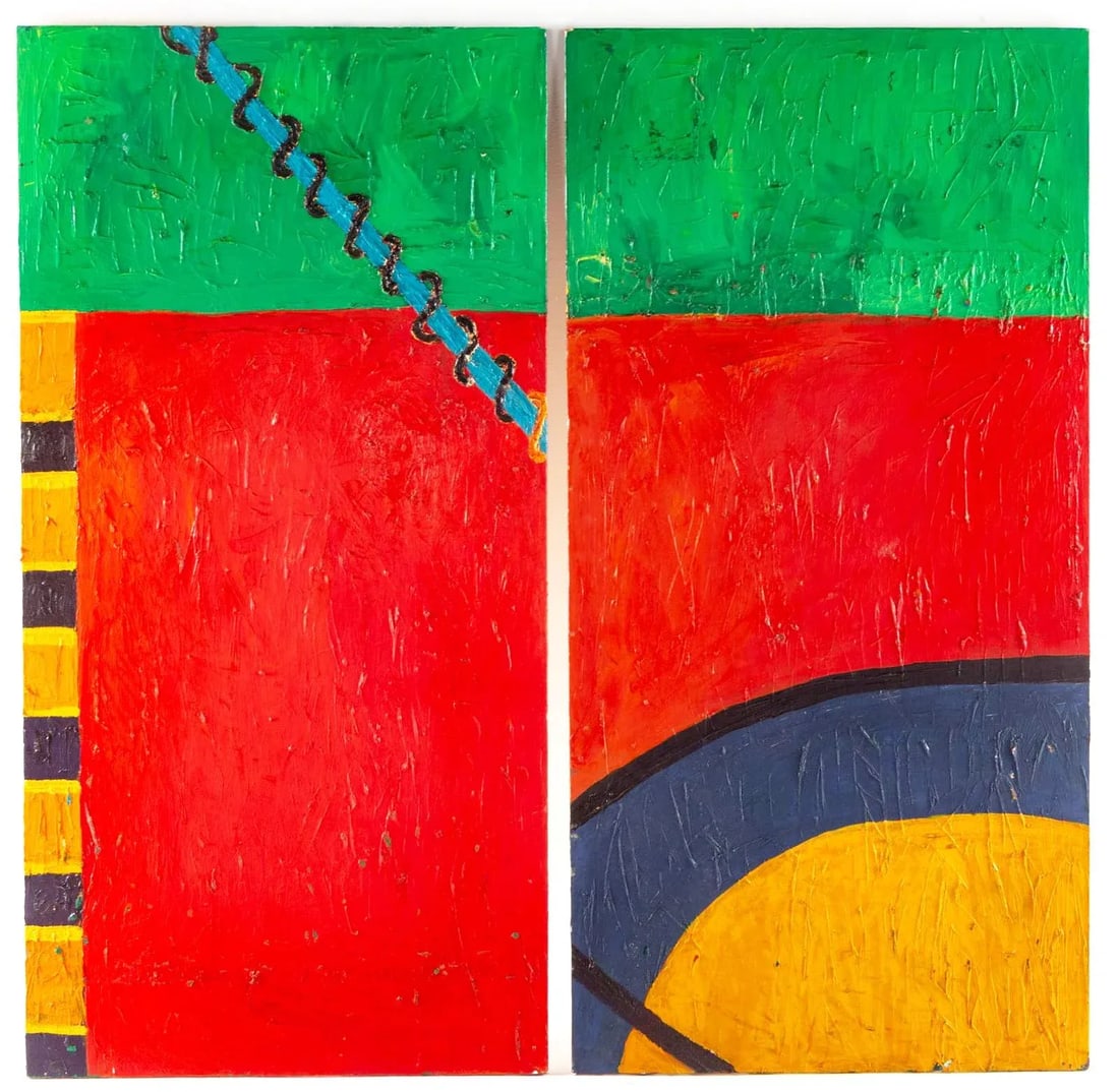 Late 20th Century Original Signed 48" Abstract Painting Diptych by Laura Wesley Ford - 3