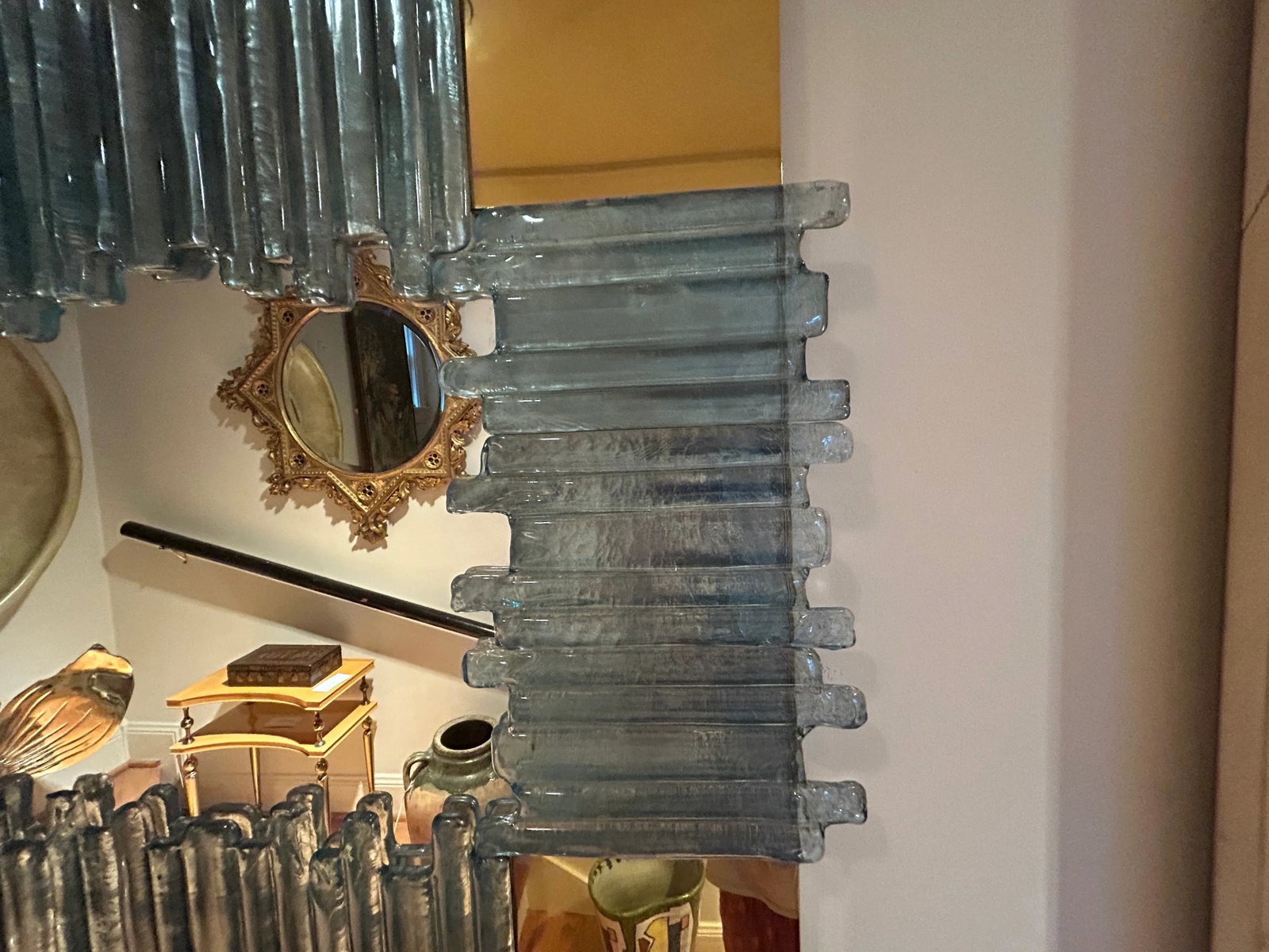 1960s Italian Modern Brass and Glass Mirror - 4