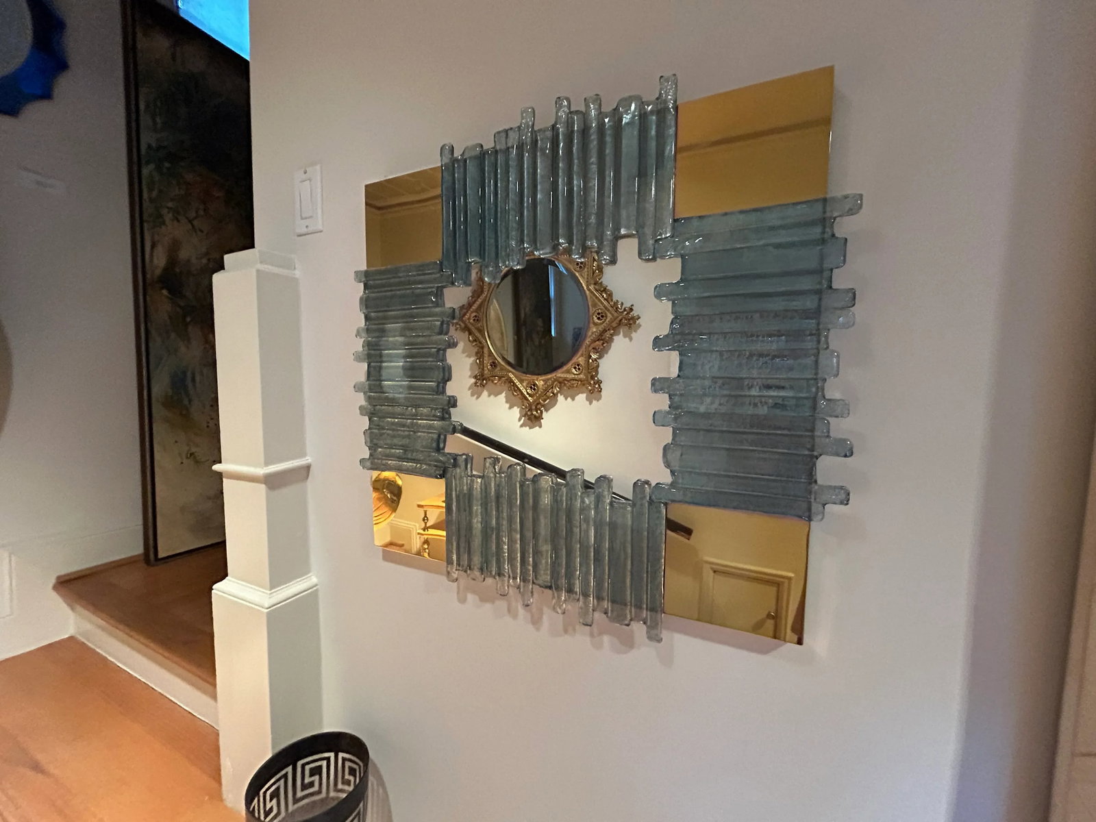 1960s Italian Modern Brass and Glass Mirror - 6