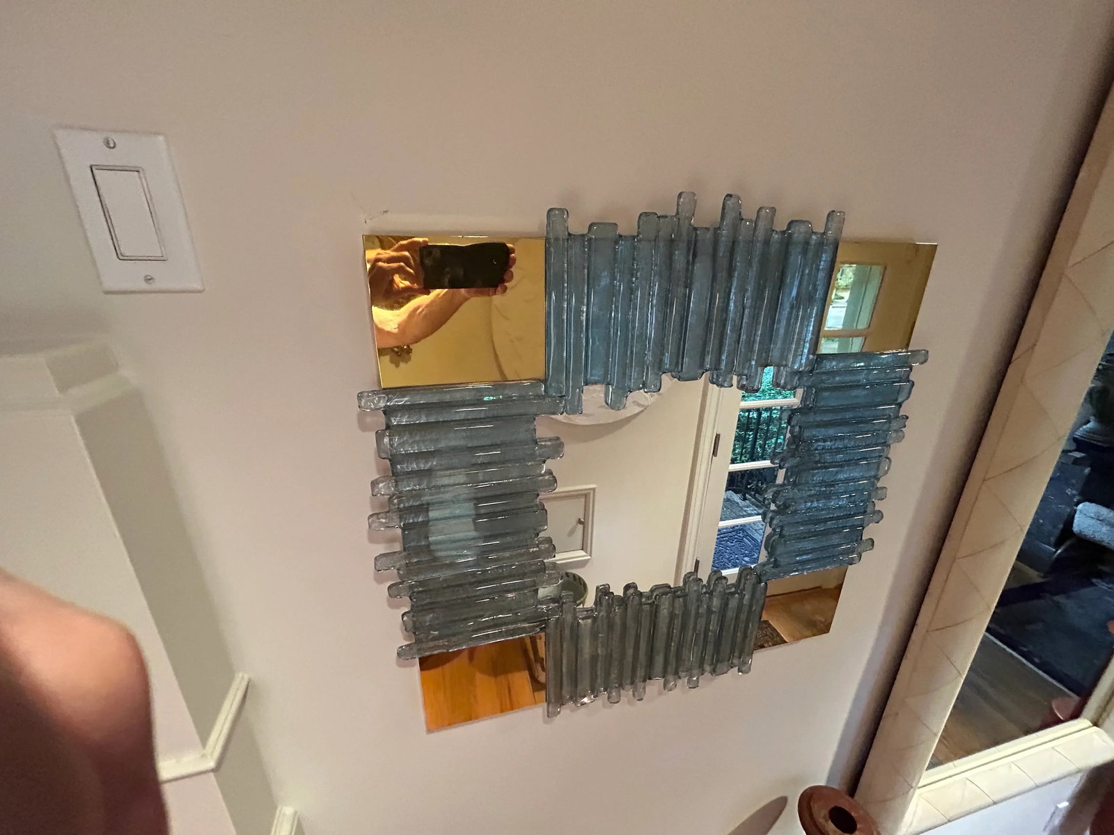 1960s Italian Modern Brass and Glass Mirror - 7