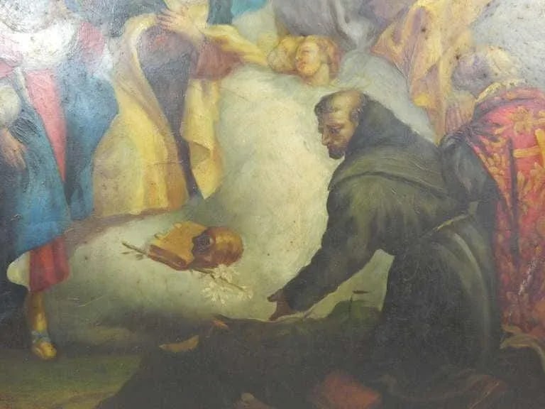 Framed Oil on Copper Religious Painting "The Ascension of Mary", 19th Century - 5