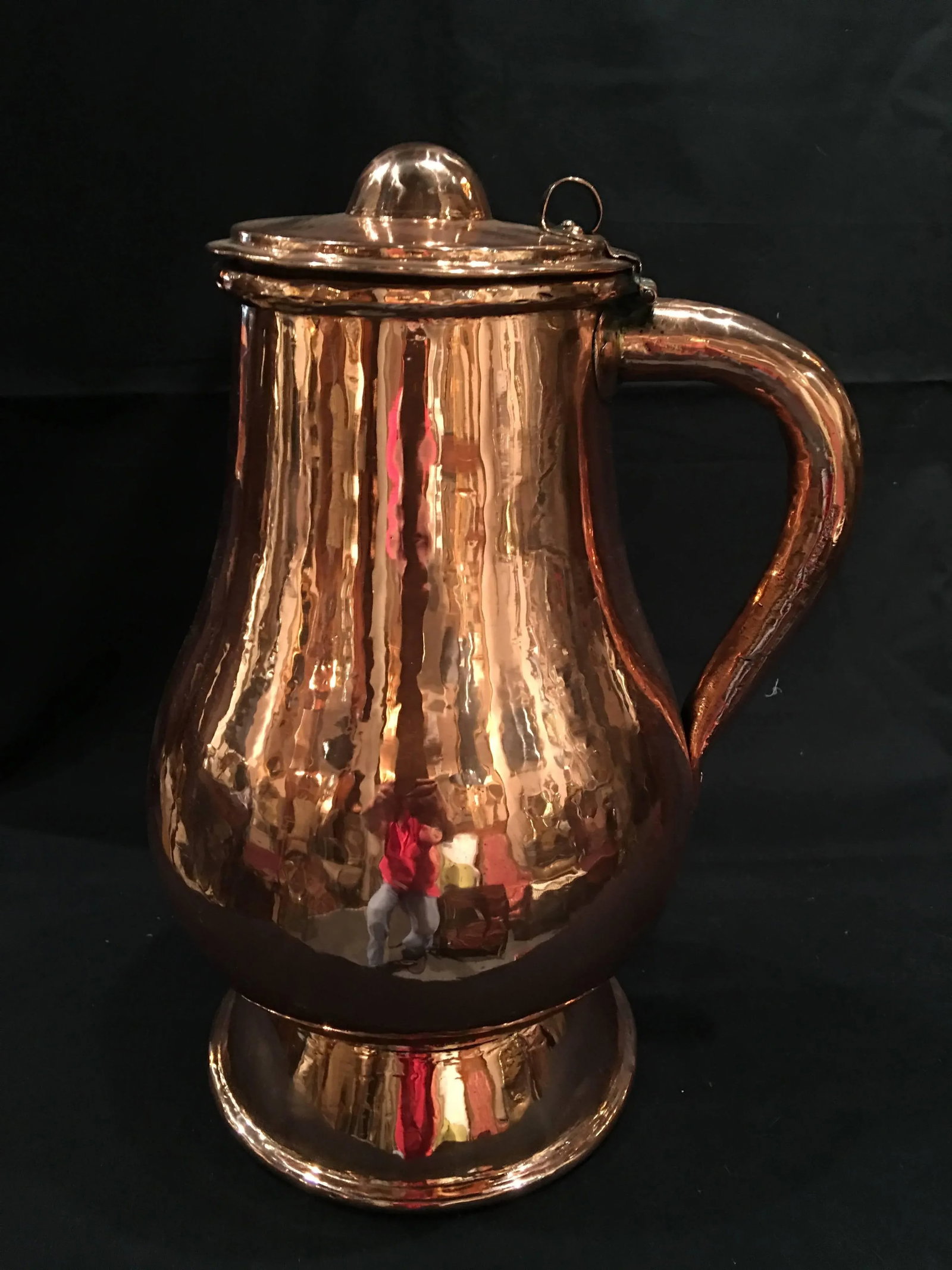 French Polished Copper Jug or Pitcher With Lid and Handle, 19th Century - 2