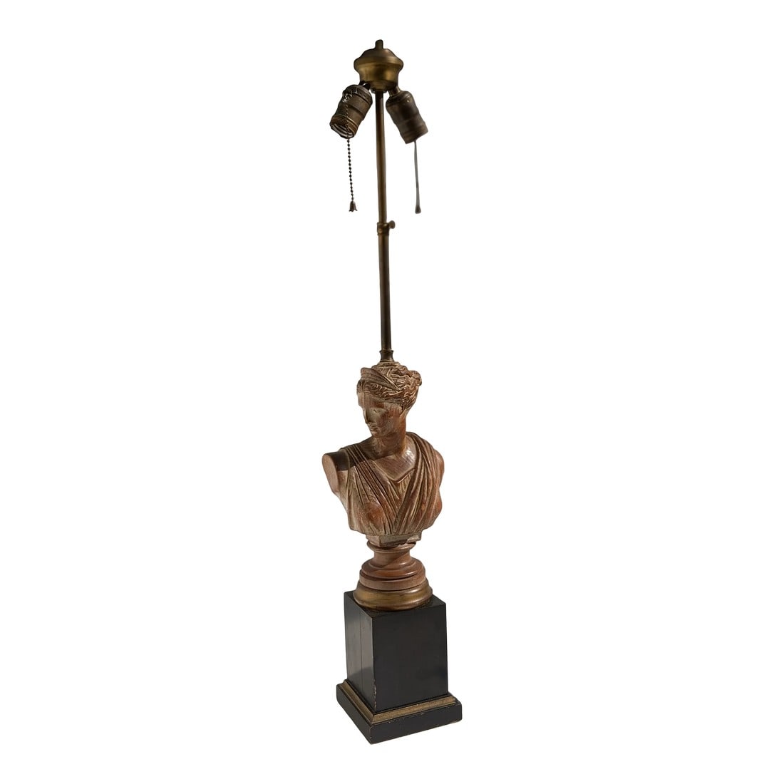 Neoclassical Roman Bust Table Lamp – Hand-Carved Wood, 32" Tall: Neoclassical Roman Bust Table Lamp – Hand-Carved Wood, 32" Tall Illuminate your space with this elegant Neoclassical table lamp, featuring a hand-carved wooden Roman bust. The detailed craftsman