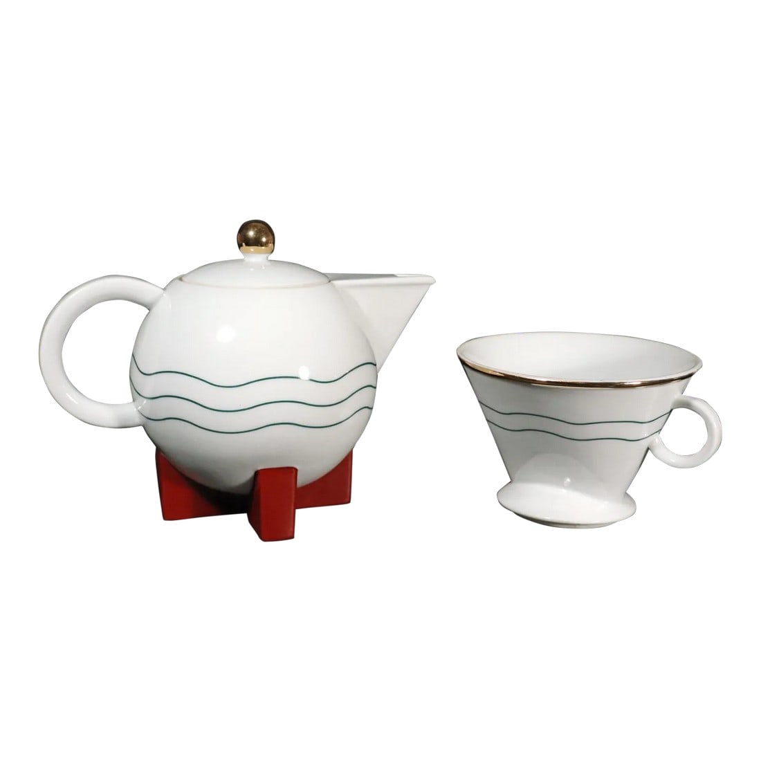 Michael Graves Little Dripper Porcelain Filter Drip Coffeemaker Manufactured by Swid Powell, Dated 1 (1 of 6)