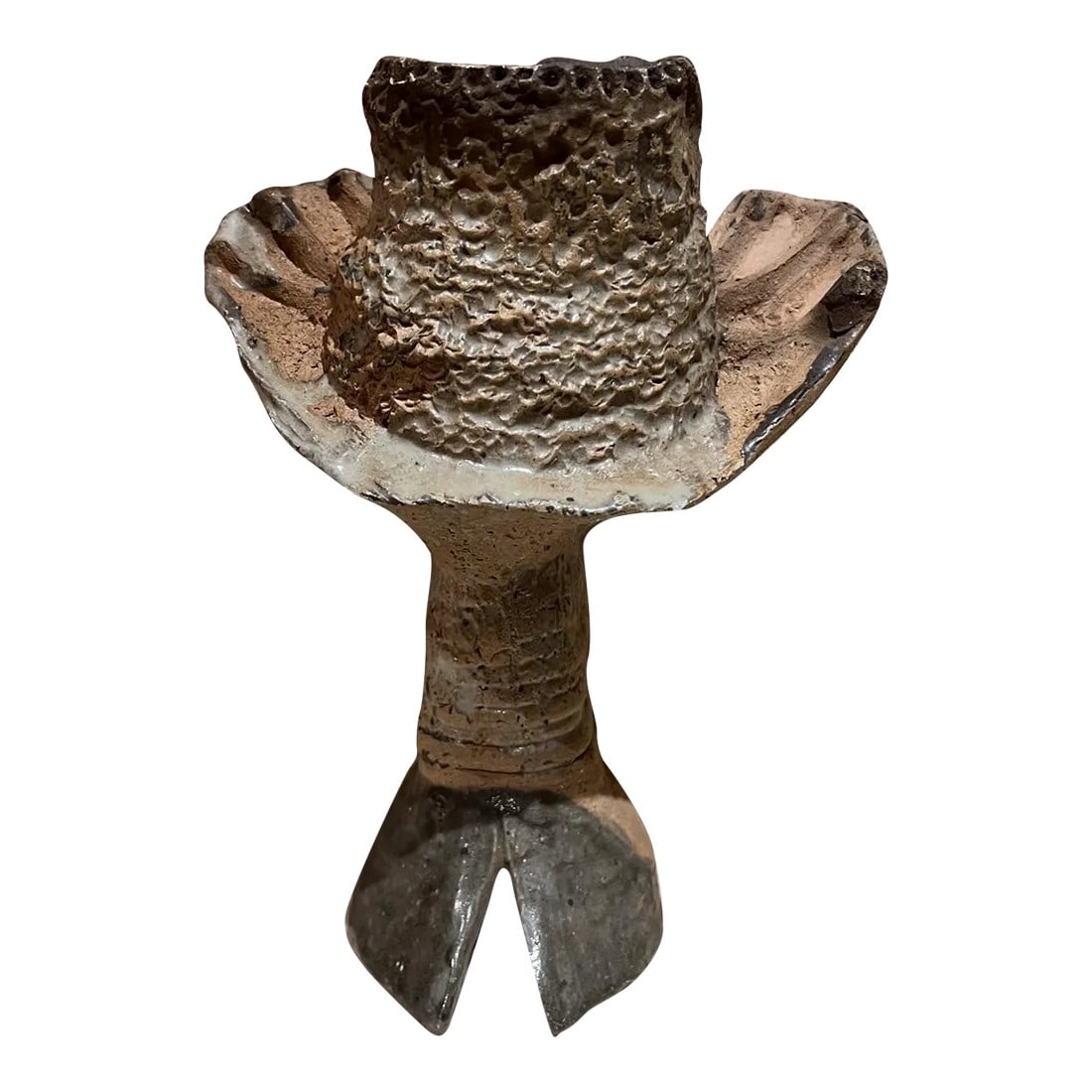 1970s Abstract Textured Hoof Sculpture Studio Art Pottery: AMBIANIC presents Abstract Art Textured Pottery Hoof Sculpture 10.25 h x 7.5 w x 6.25 d Preowned Original vintage condition See images provided. Condition: Alterations: Original Condition Unaltered Im