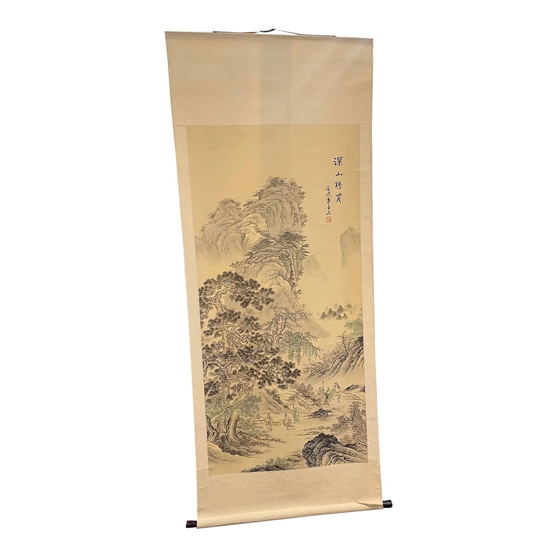 Japanese Scroll Hand Painting in Black Ink of a Landscape, Early 20th Century: Japanese Scroll Hand Painting in Black Ink of a Landscape, Early 20th Century Condition: Alterations: Unknown Imperfections: Some Imperfections Condition Notes: Good Wear consistent with age and use.