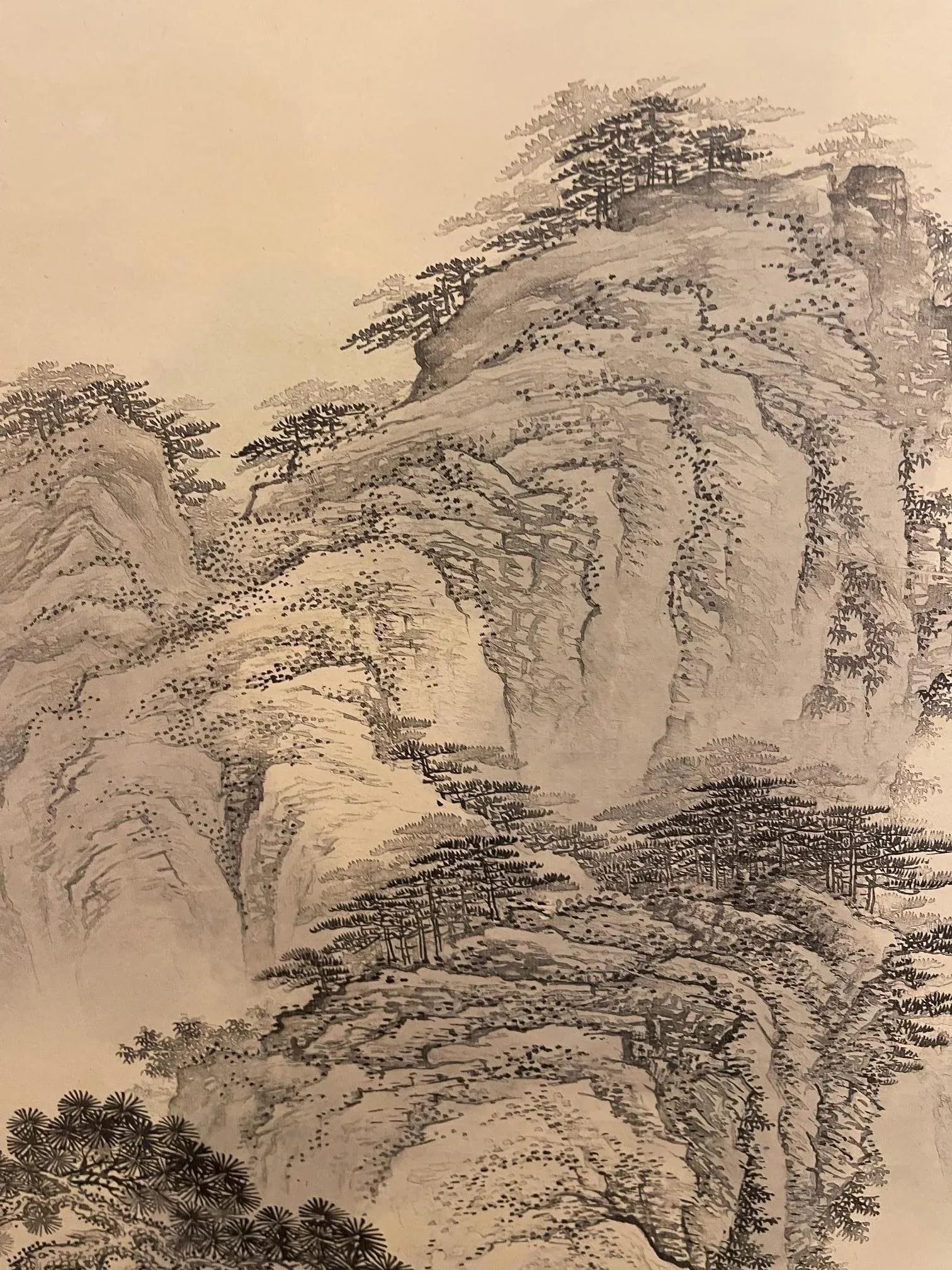 Japanese Scroll Hand Painting in Black Ink of a Landscape, Early 20th Century - 6