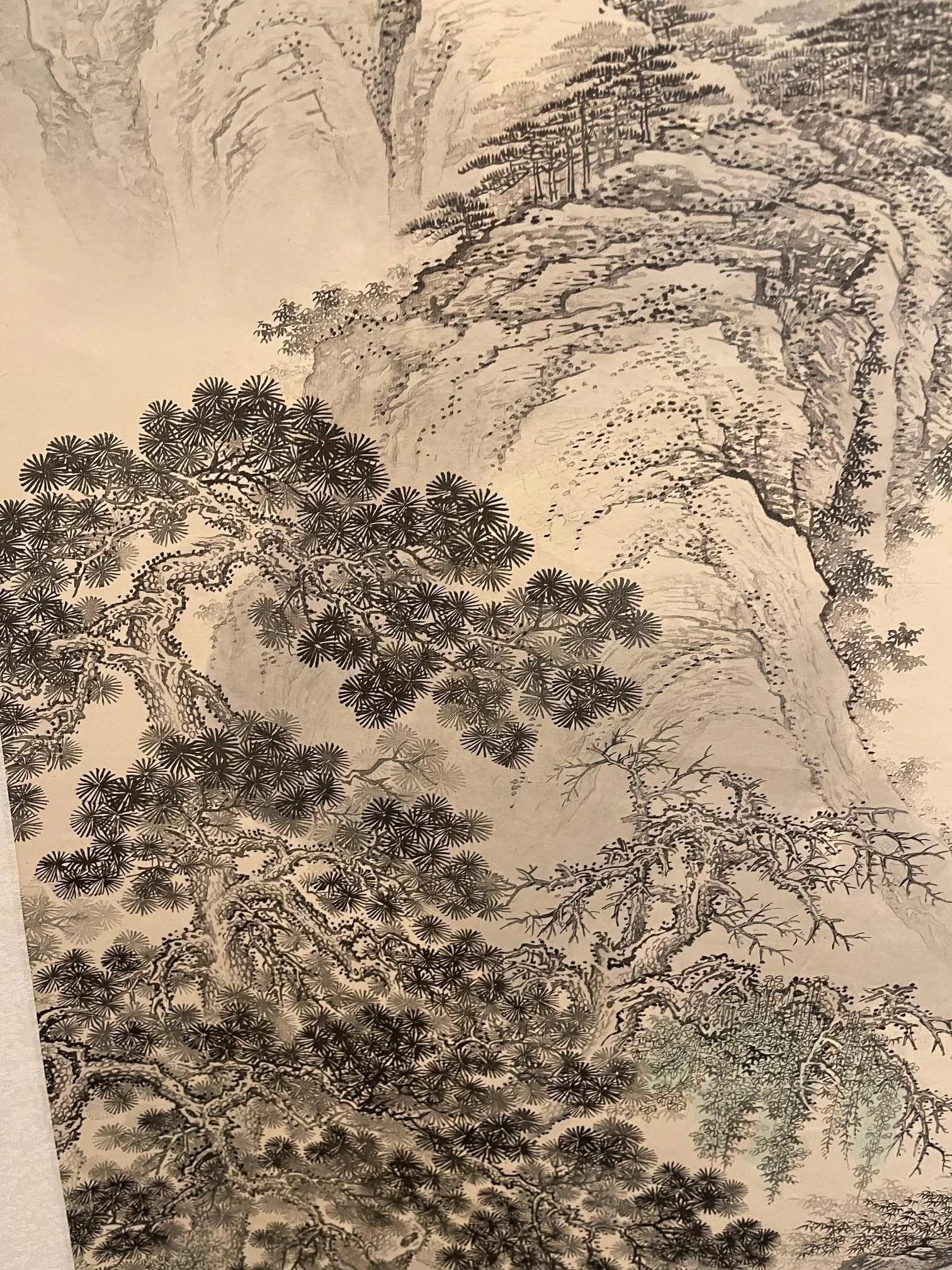 Japanese Scroll Hand Painting in Black Ink of a Landscape, Early 20th Century - 7