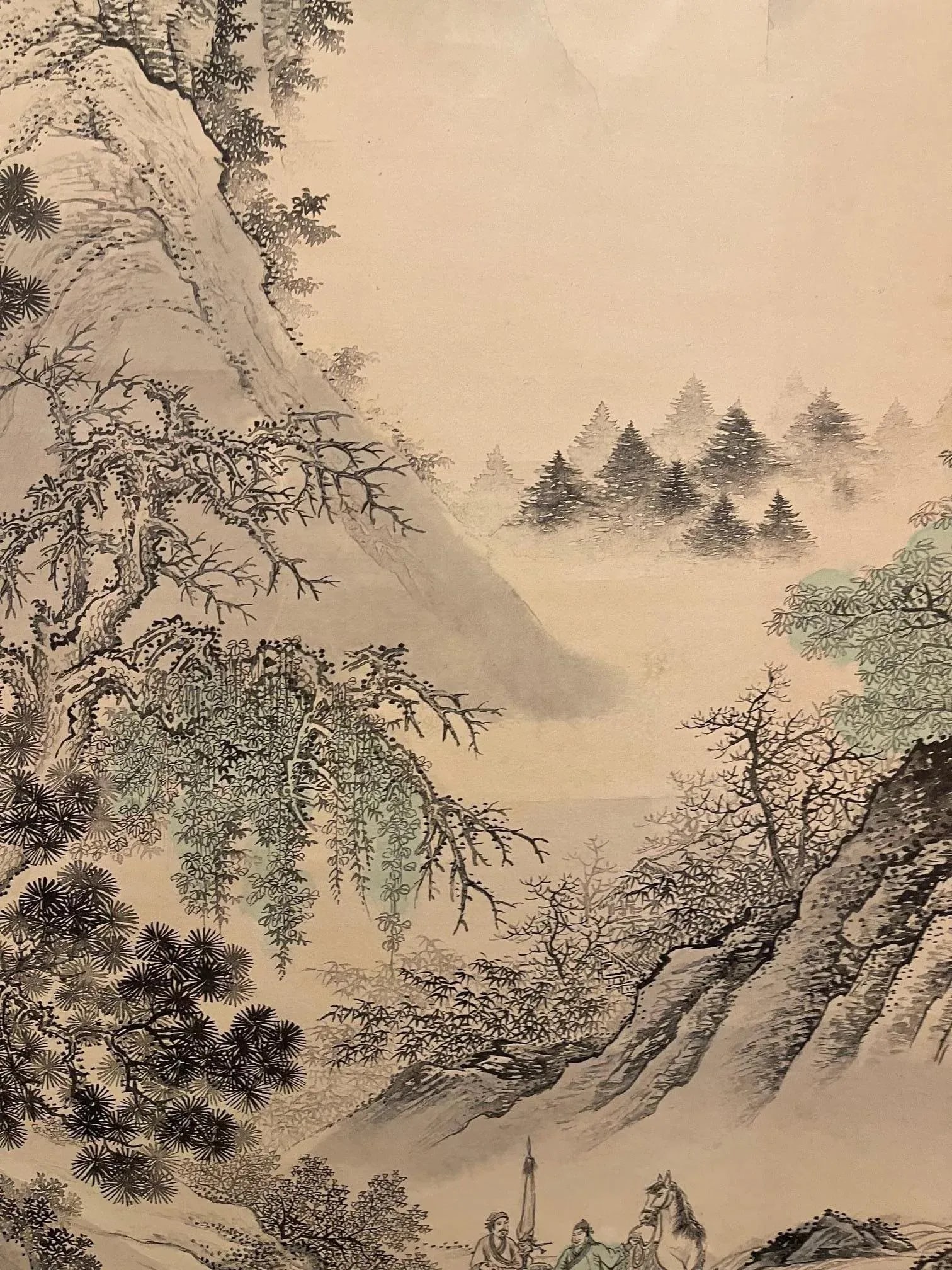 Japanese Scroll Hand Painting in Black Ink of a Landscape, Early 20th Century - 8