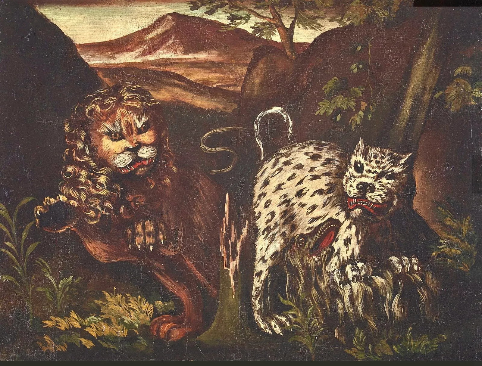 Pair of Italian School Lions and Leopards Paintings - 4