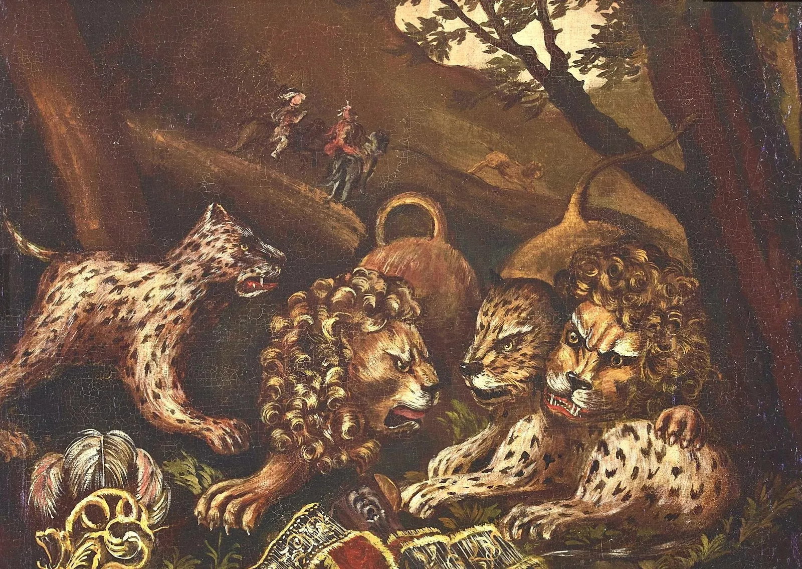Pair of Italian School Lions and Leopards Paintings - 5